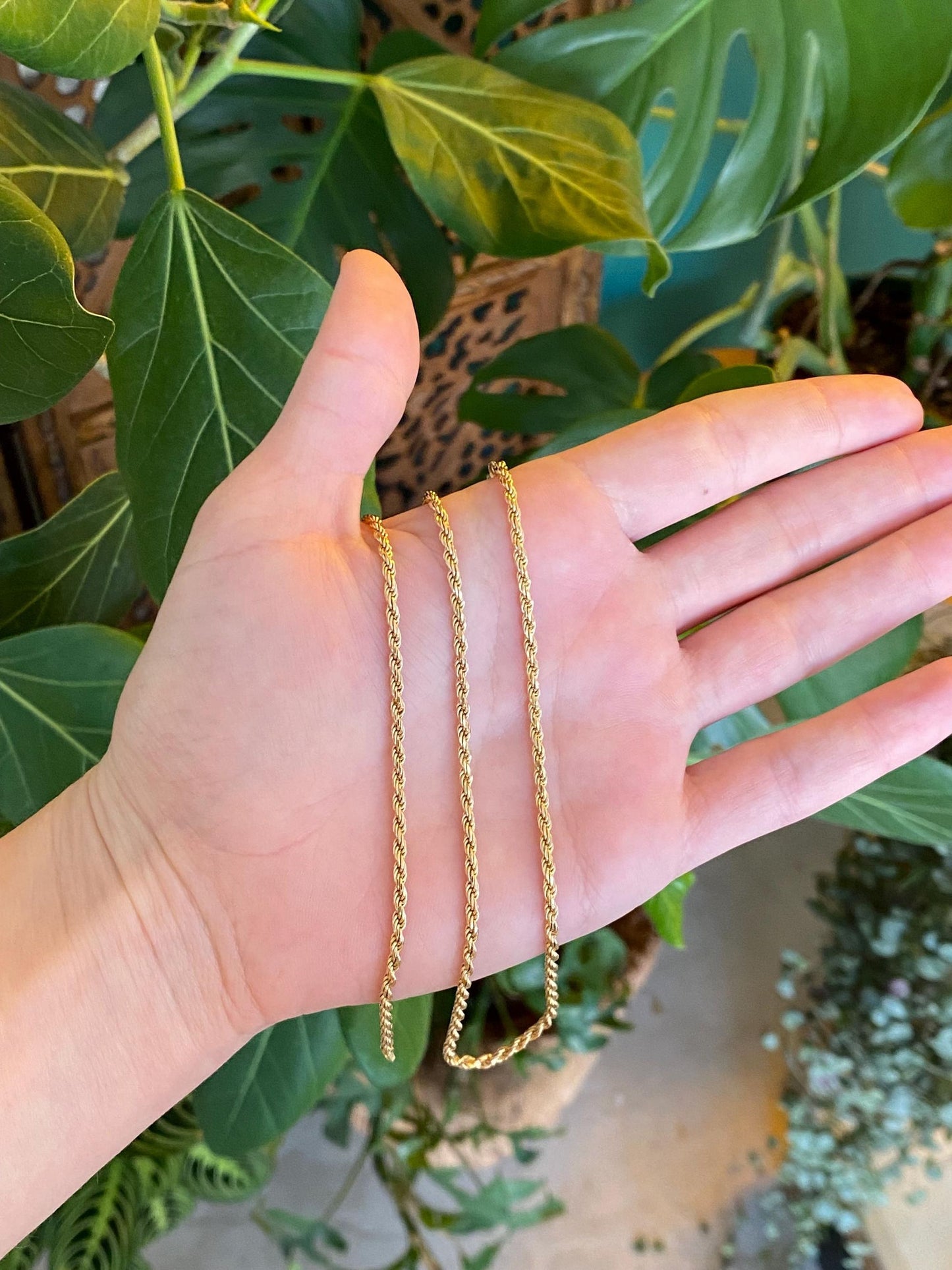 Vintage Solid 14k Yellow Gold Rope Chain Necklace - 21.5 inches