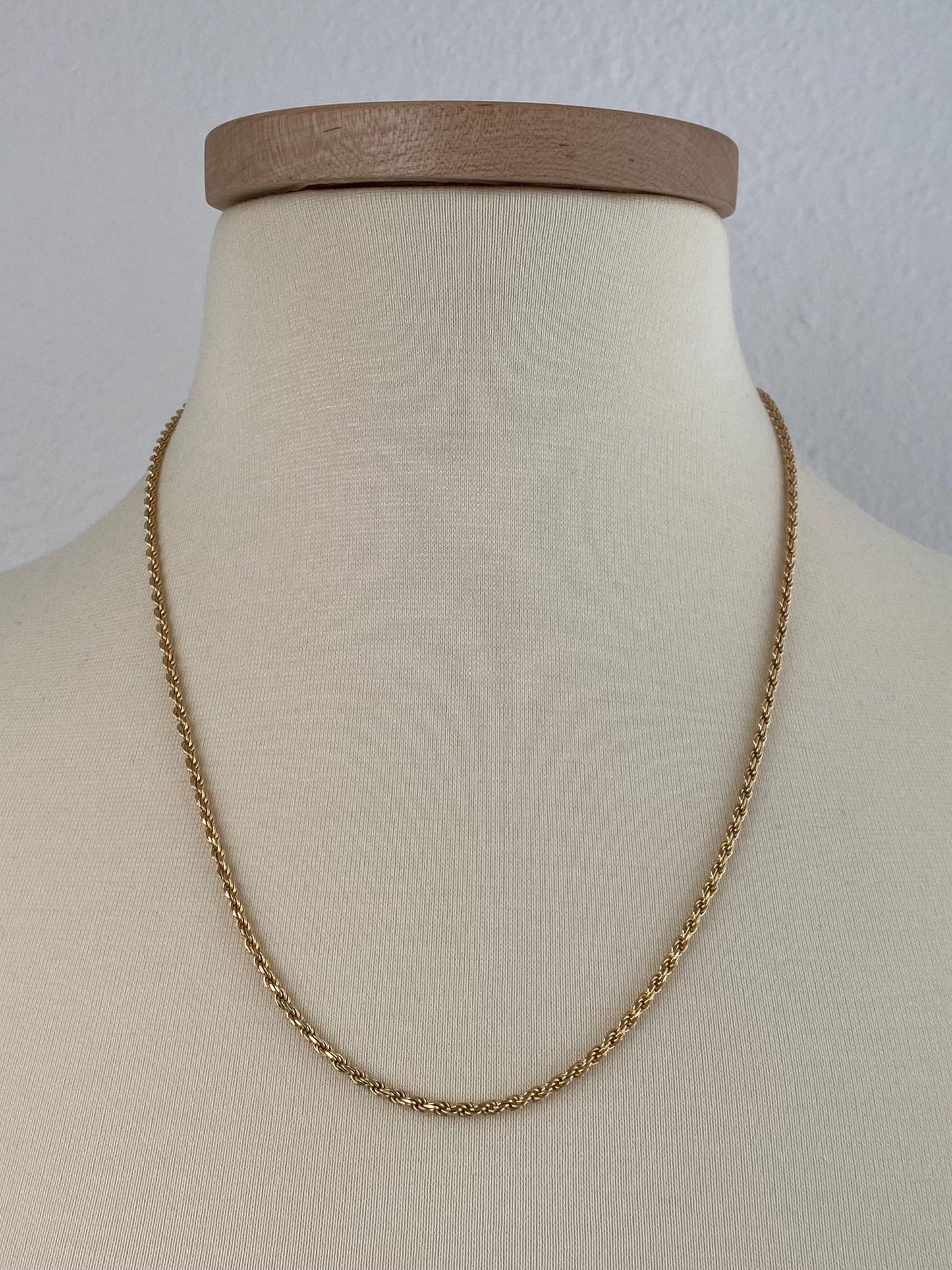 Vintage Solid 14k Yellow Gold Rope Chain Necklace - 21.5 inches