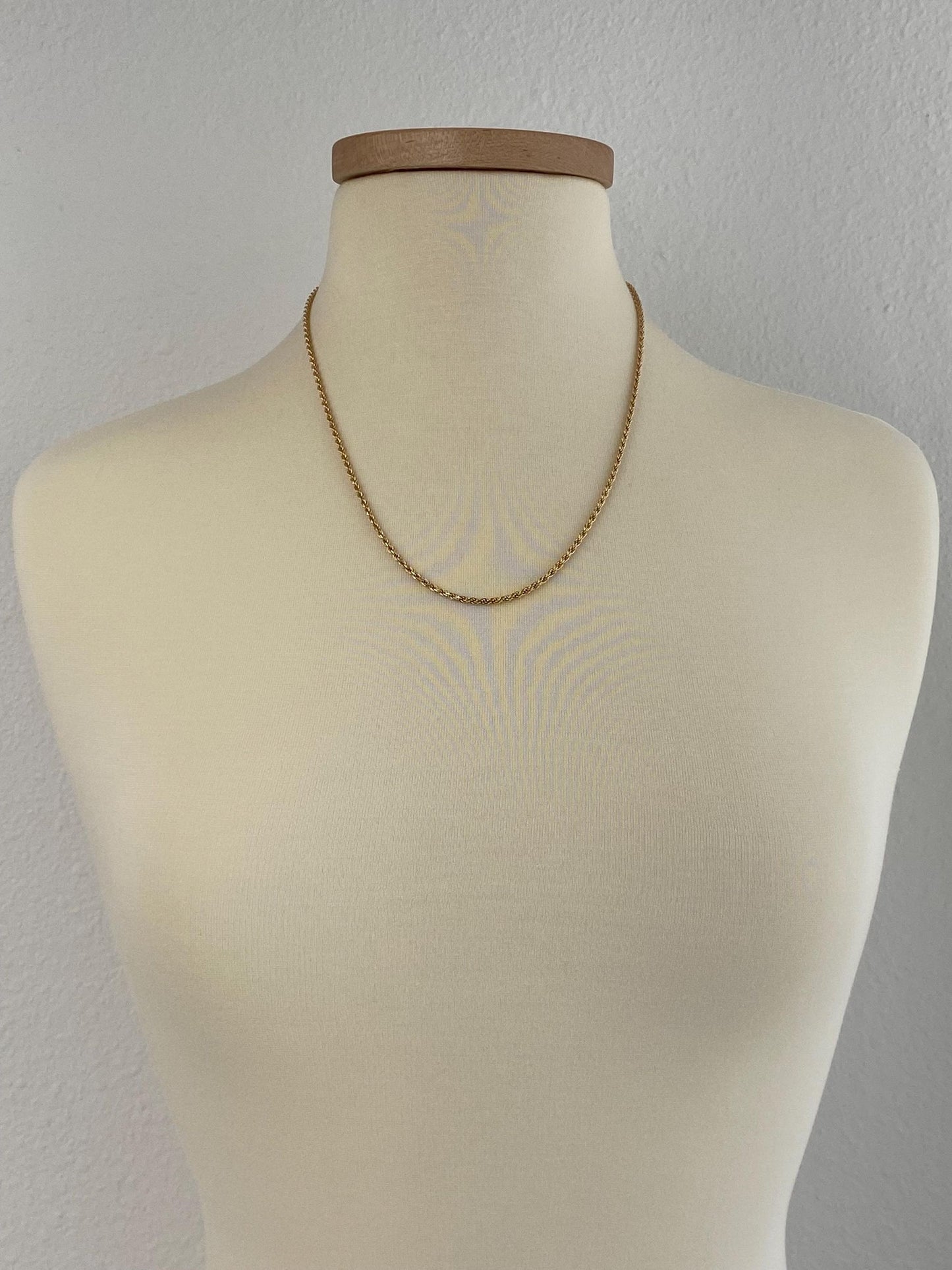 Vintage Solid 14k Yellow Gold Rope Chain Necklace - 21.5 inches