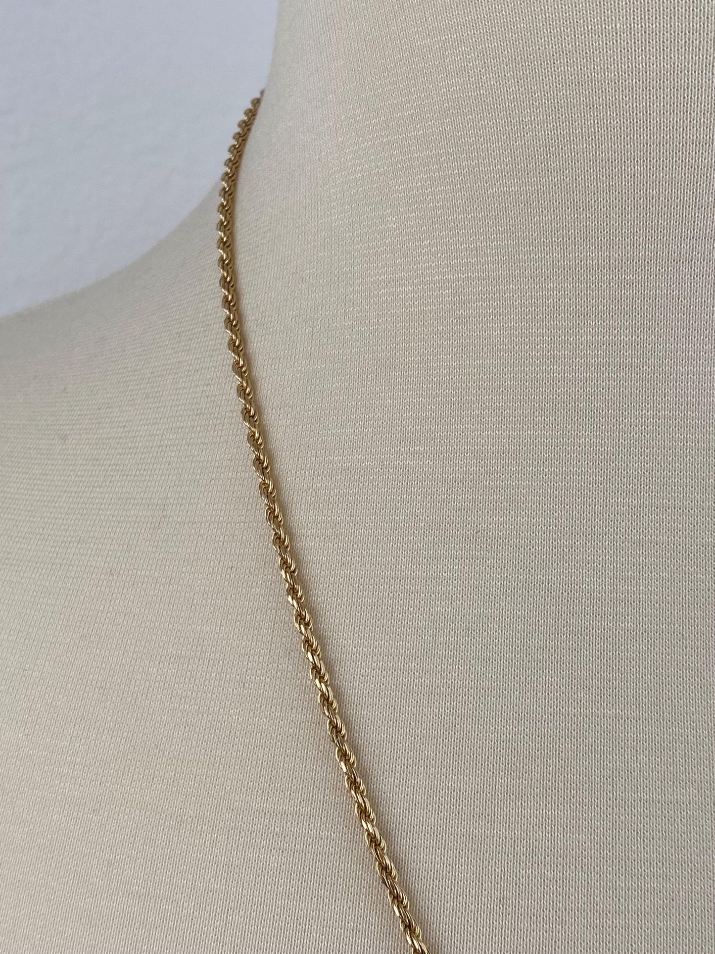 Vintage Solid 14k Yellow Gold Rope Chain Necklace - 21.5 inches