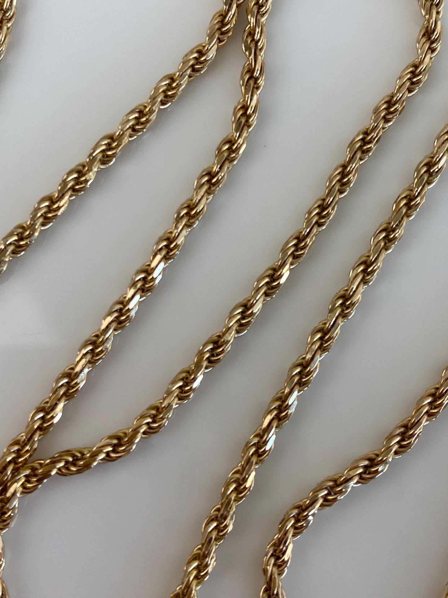 Vintage Solid 14k Yellow Gold Rope Chain Necklace - 21.5 inches