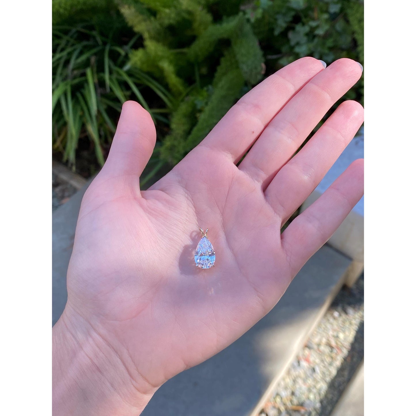 Vintage Solid 14k Yellow Gold Large Cubic Zirconia Teardrop Charm