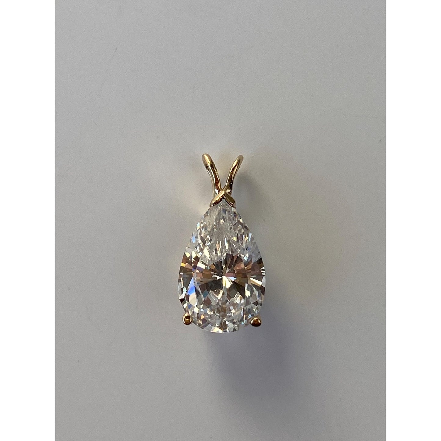 Vintage Solid 14k Yellow Gold Large Cubic Zirconia Teardrop Charm