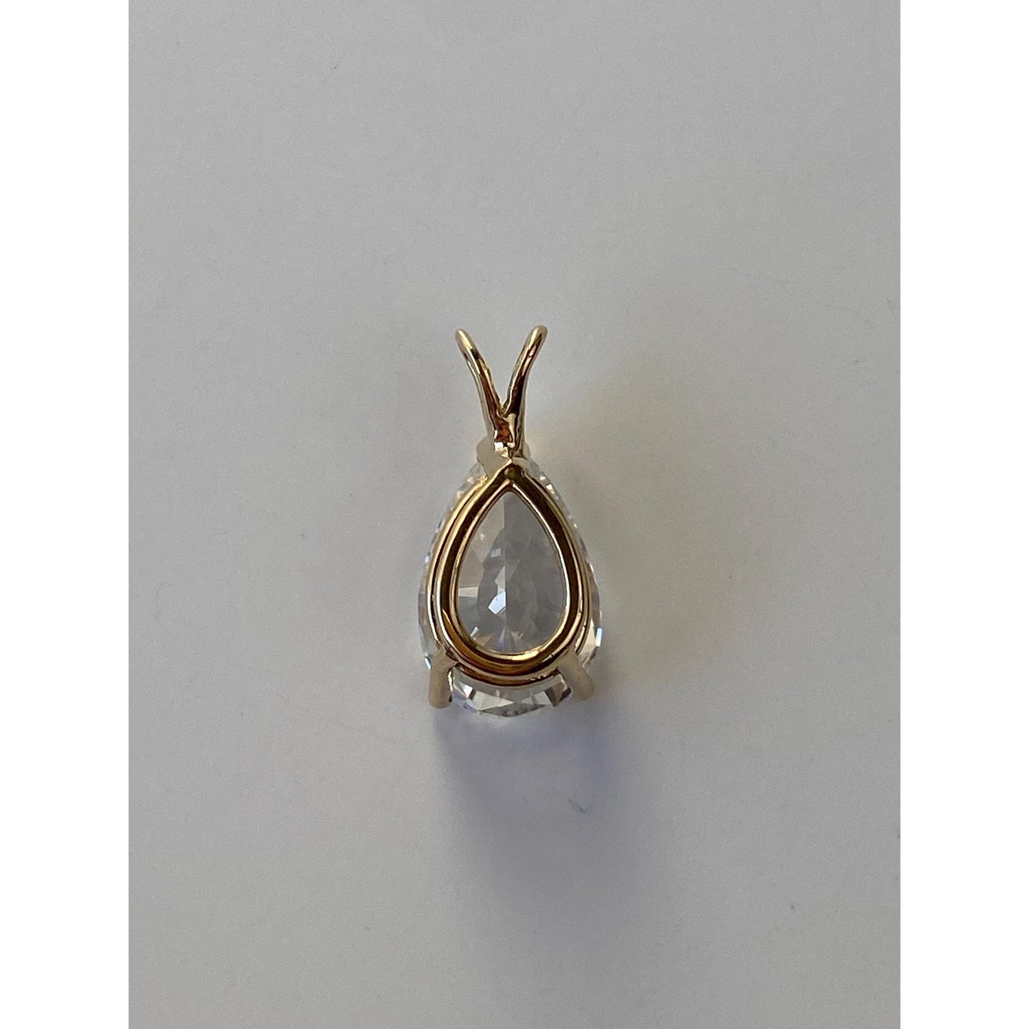 Vintage Solid 14k Yellow Gold Large Cubic Zirconia Teardrop Charm