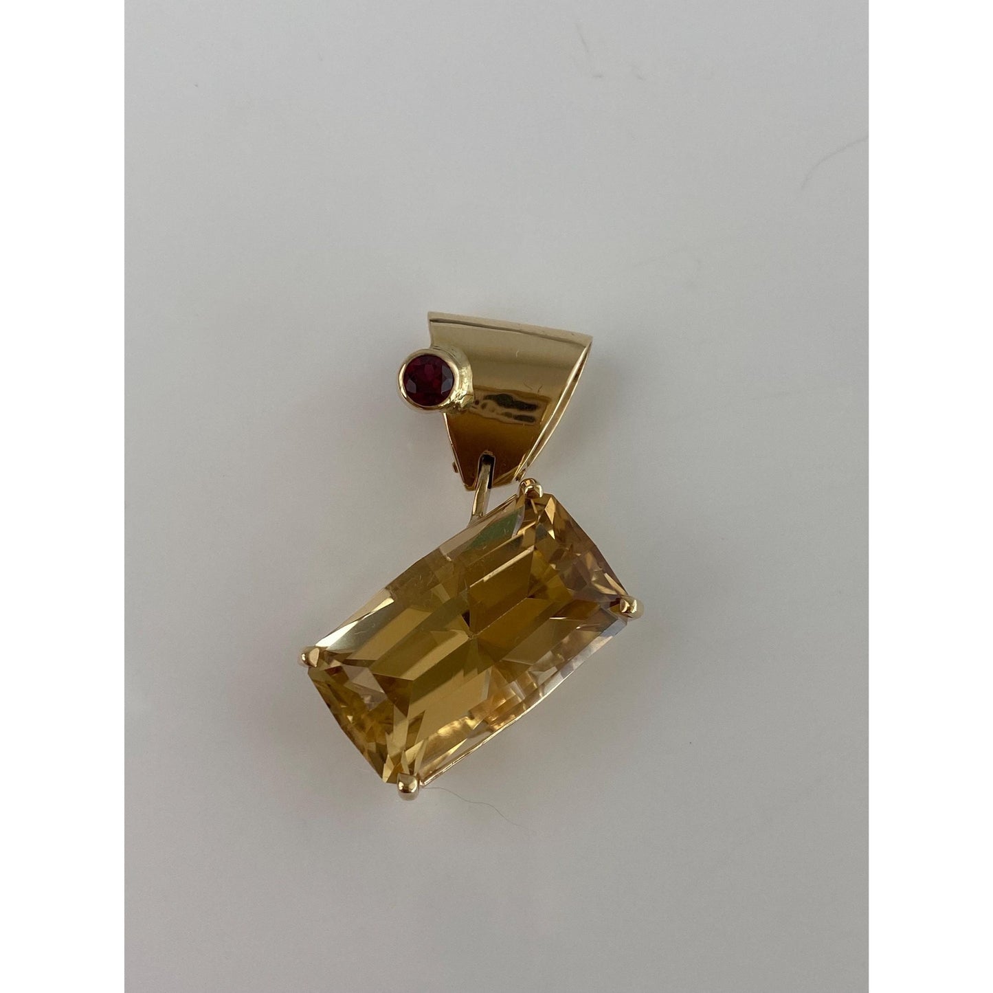 Solid 14k Yellow Gold Garnet Citrine Charm