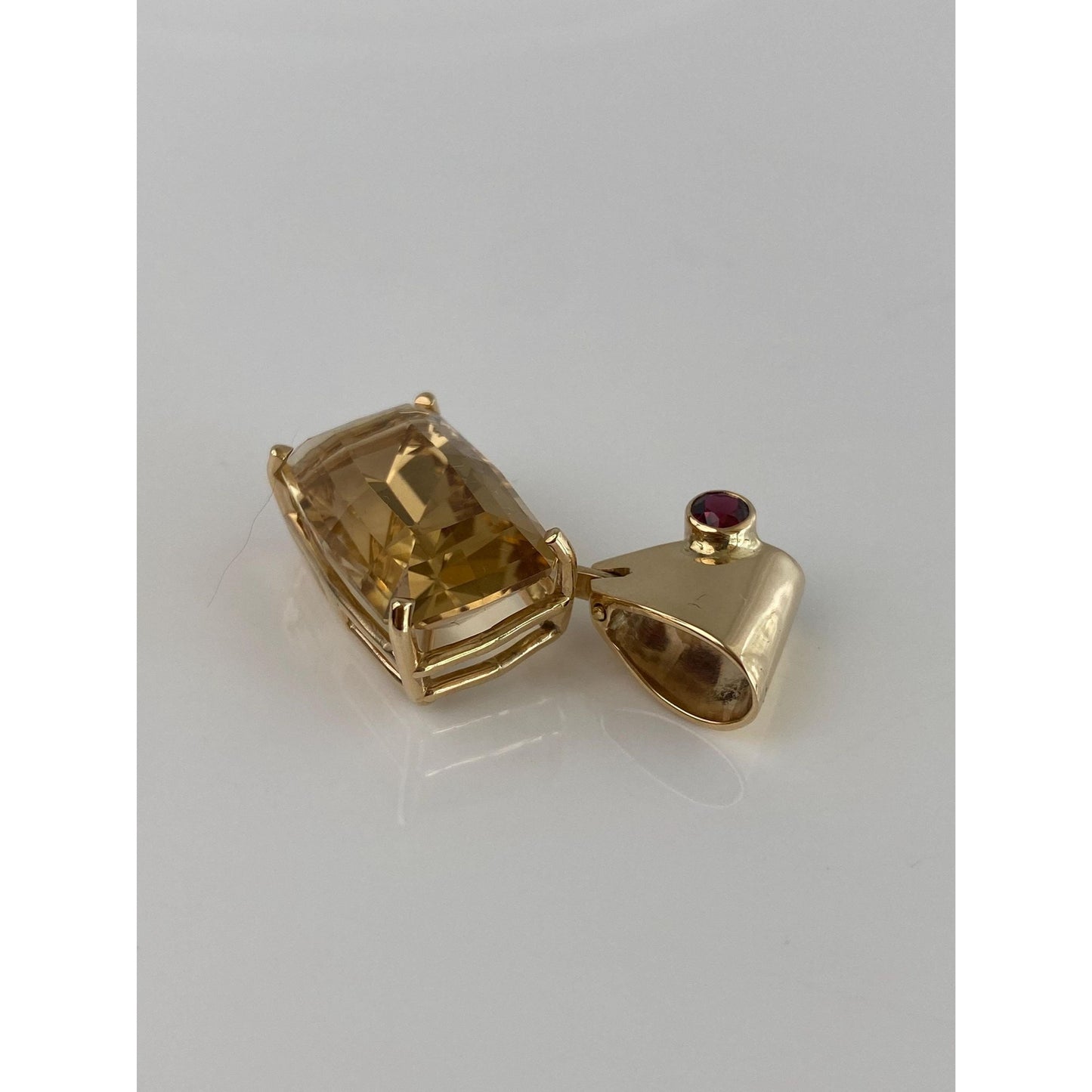 Solid 14k Yellow Gold Garnet Citrine Charm