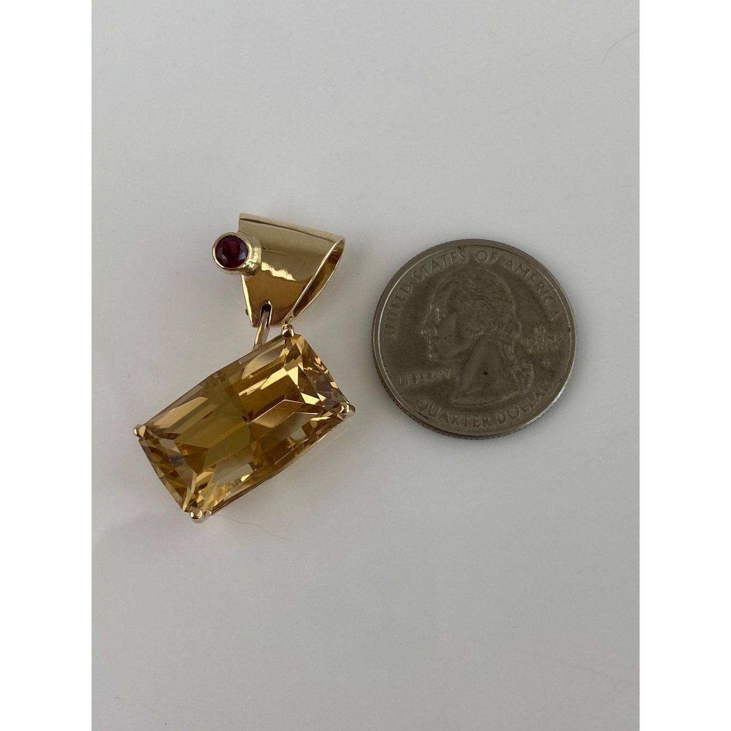 Solid 14k Yellow Gold Garnet Citrine Charm