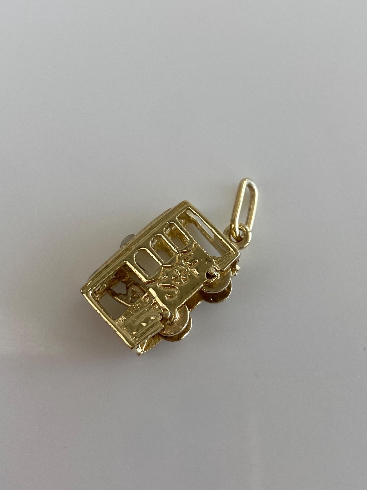 Vintage Solid 14k Yellow Gold San Francisco Cable Car Charm