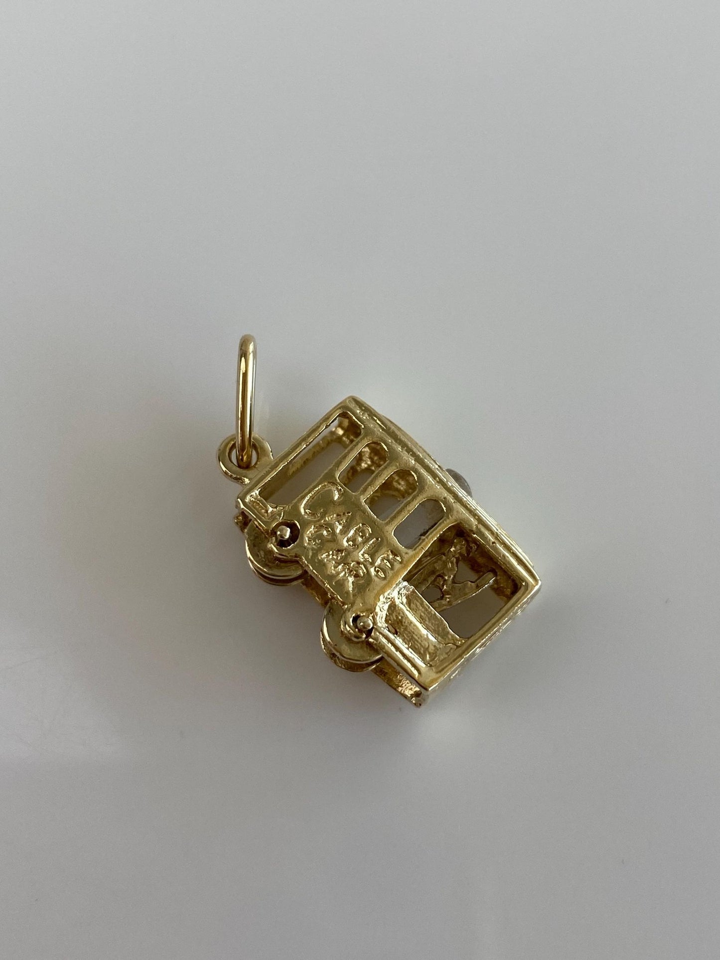Vintage Solid 14k Yellow Gold San Francisco Cable Car Charm
