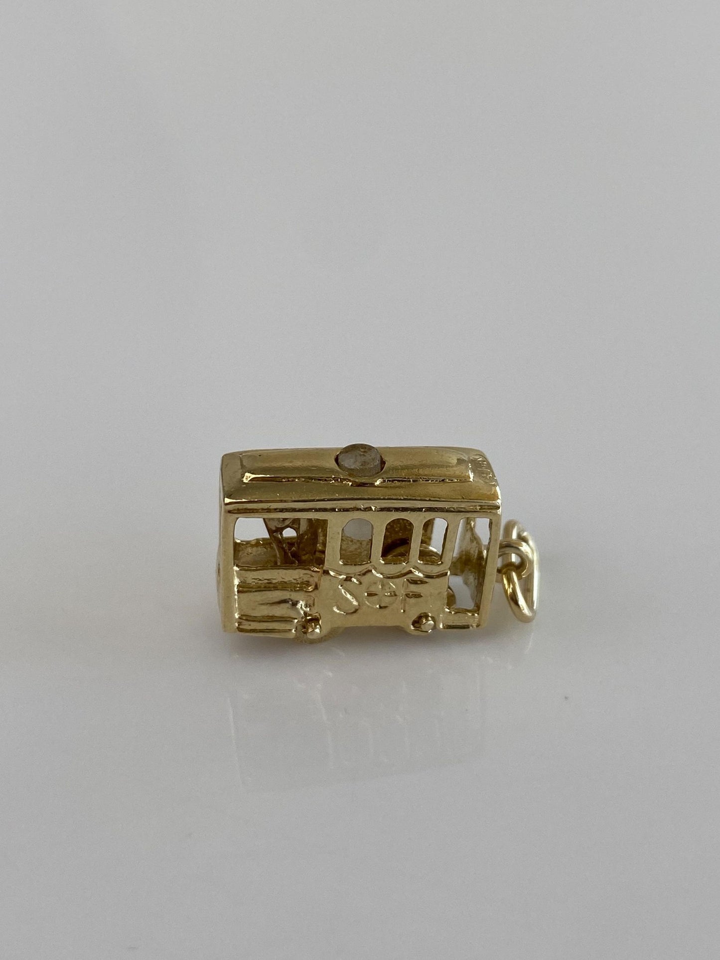Vintage Solid 14k Yellow Gold San Francisco Cable Car Charm