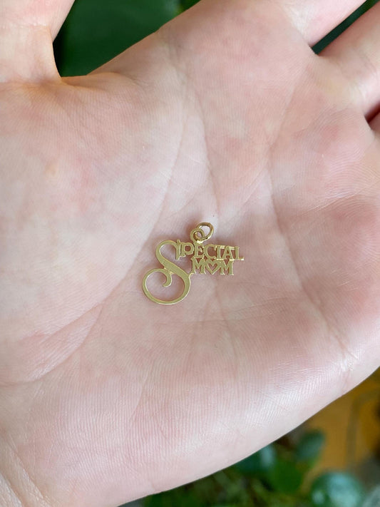 Vintage Solid 14k Yellow Gold Special Mom Charm