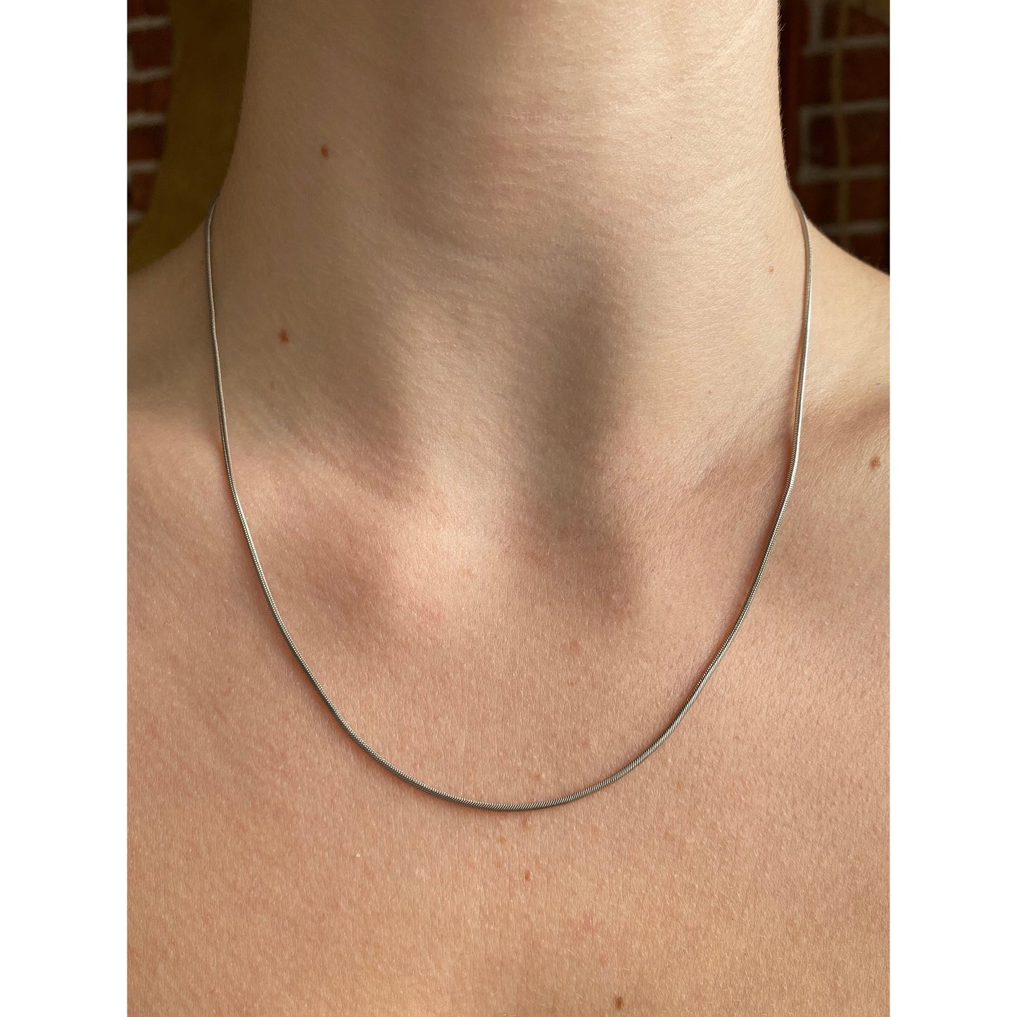 Vintage Solid 14k White Gold Snake Chain Necklace - 18.25 inches