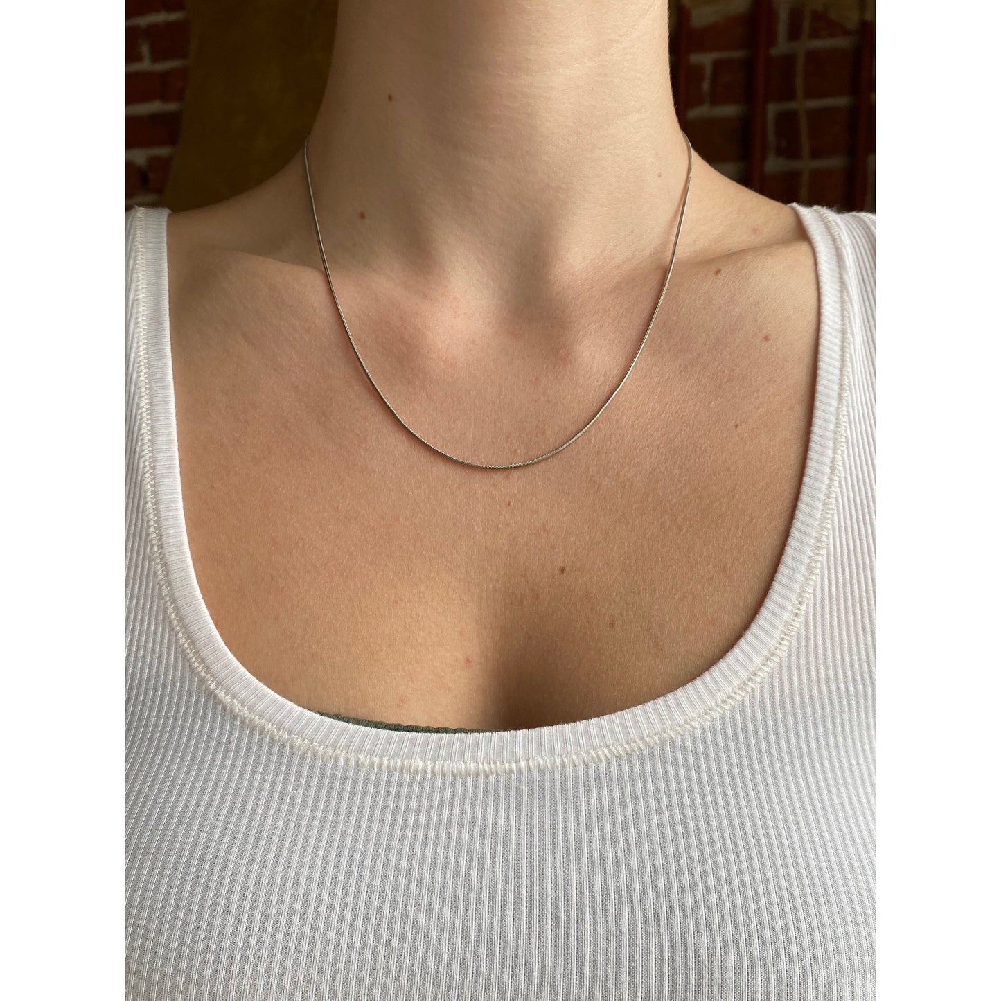 Vintage Solid 14k White Gold Snake Chain Necklace - 18.25 inches