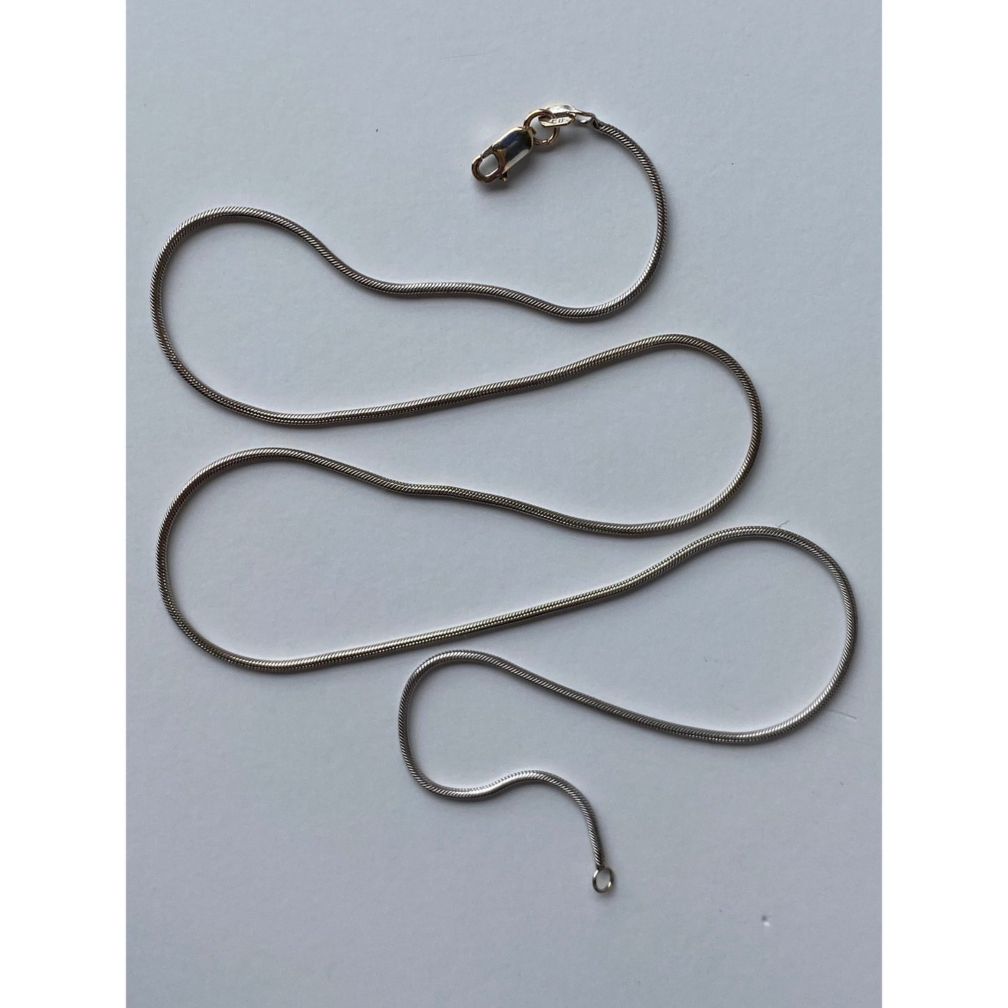 Vintage Solid 14k White Gold Snake Chain Necklace - 18.25 inches