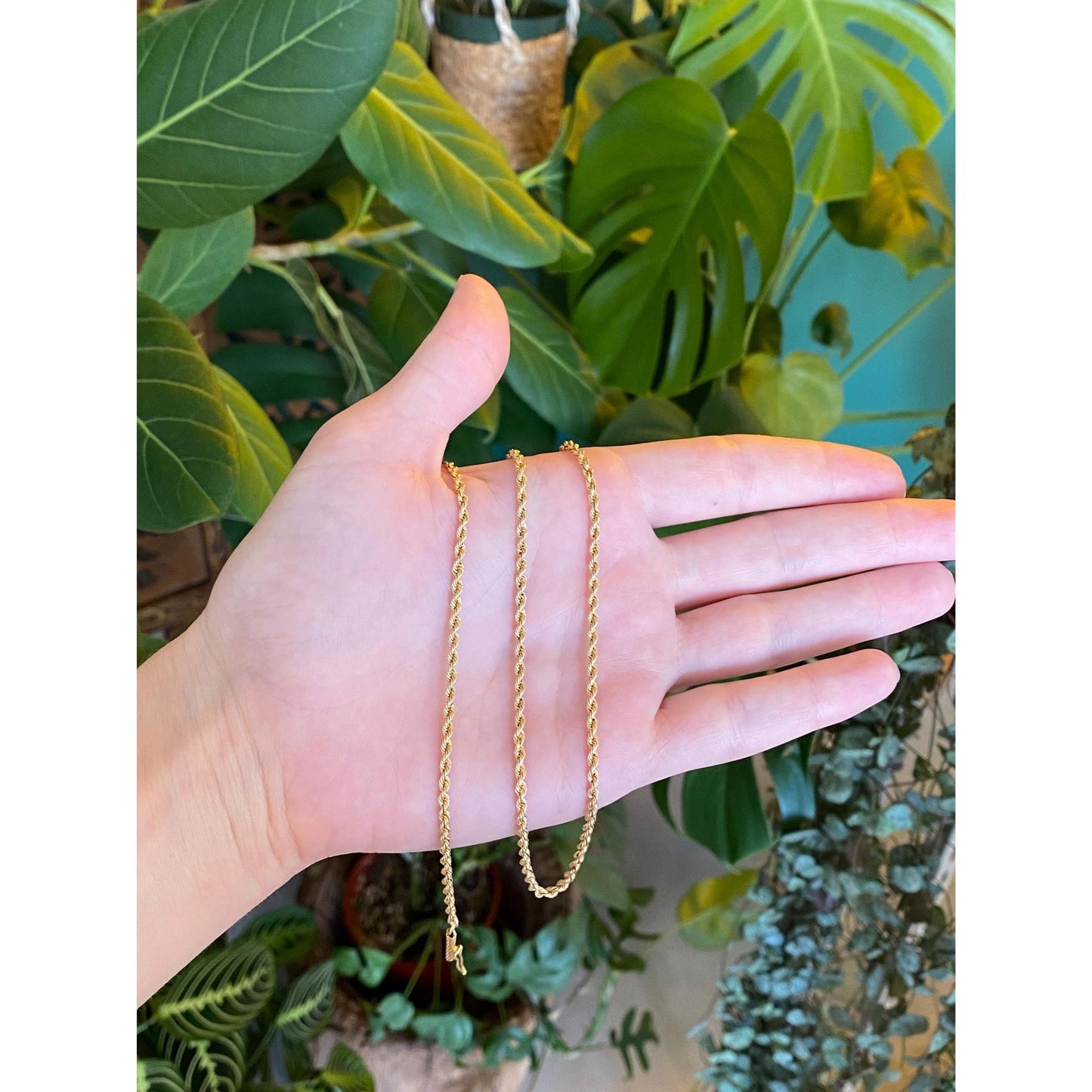 Vintage Solid 14k Yellow Gold Rope Chain Necklace - 24 inches