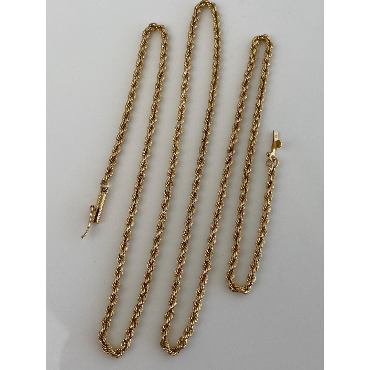 Vintage Solid 14k Yellow Gold Rope Chain Necklace - 24 inches