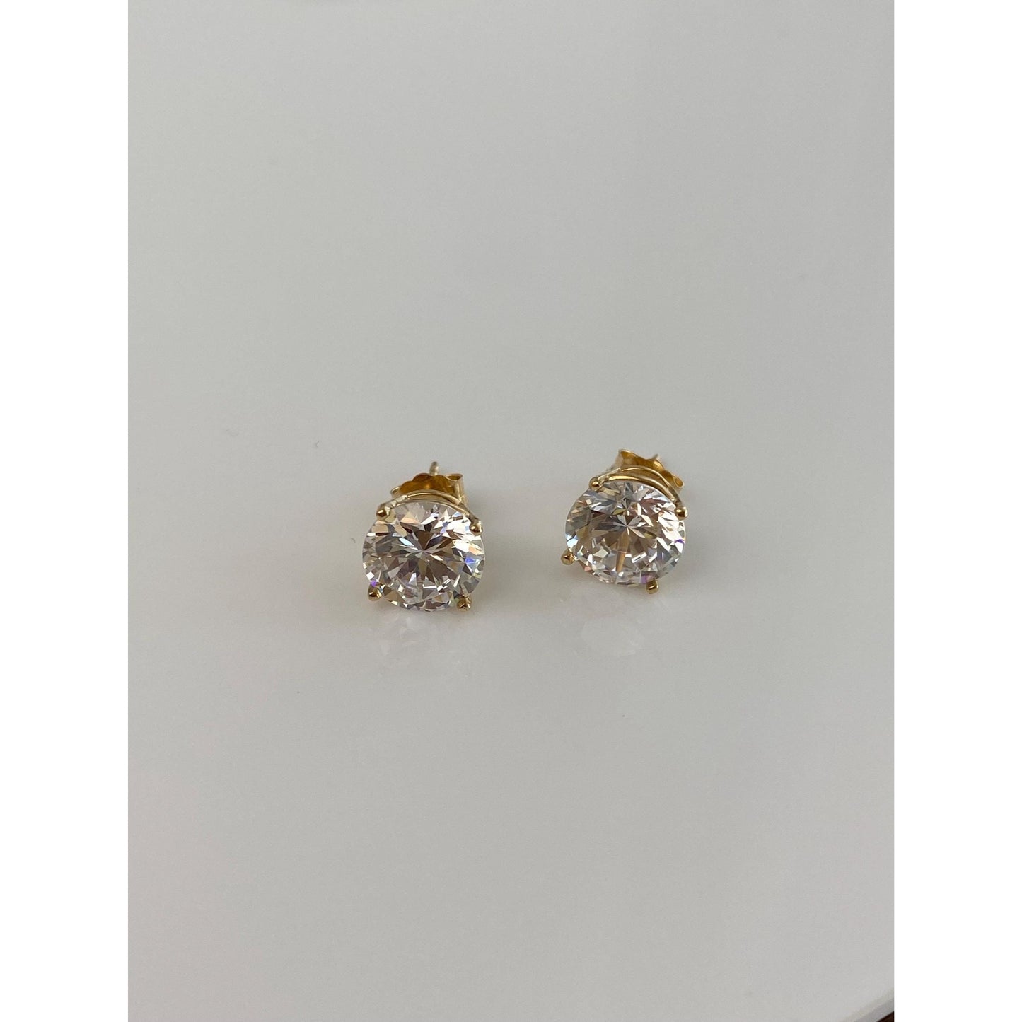 Solid 14k Yellow Gold Cubic Zirconia Stud Earrings