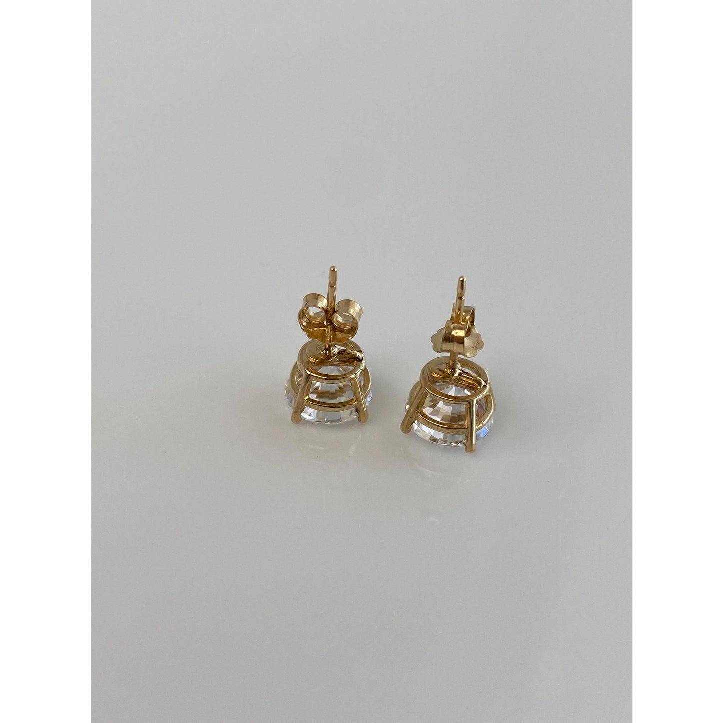 Solid 14k Yellow Gold Cubic Zirconia Stud Earrings