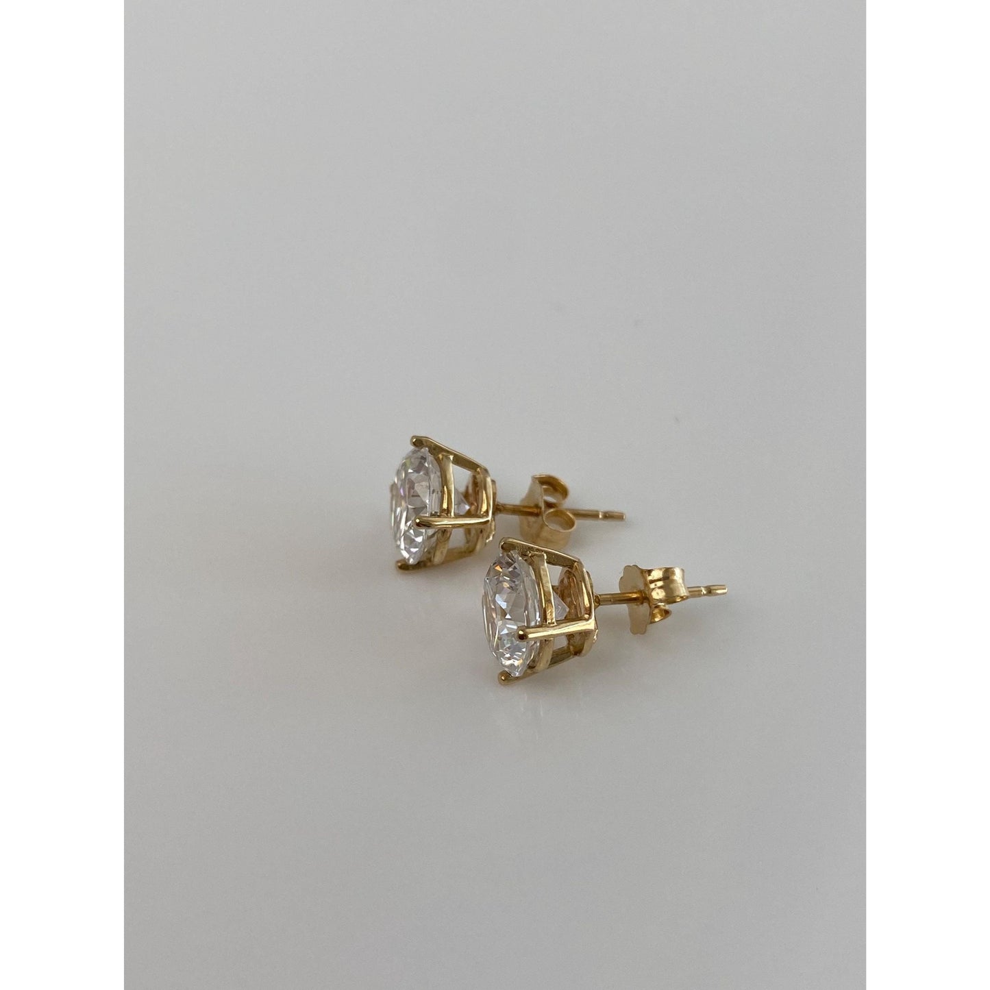 Solid 14k Yellow Gold Cubic Zirconia Stud Earrings