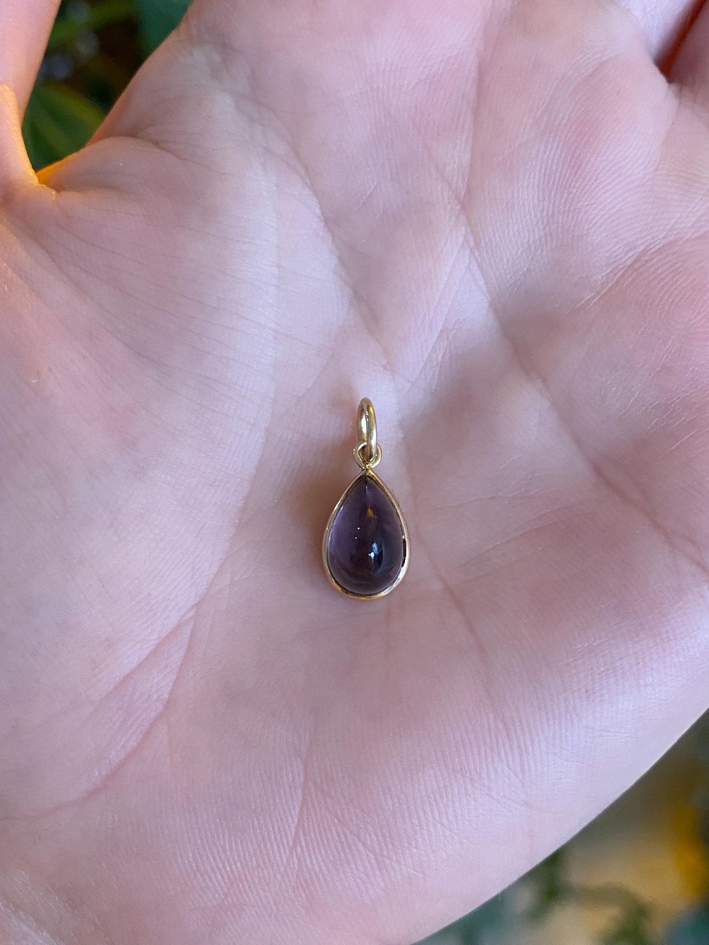 Vintage Solid 14k Yellow Gold Amethyst Teardrop Stick Pin Conversion Charm