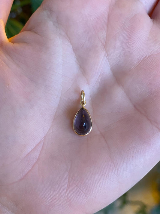 Vintage Solid 14k Yellow Gold Amethyst Teardrop Stick Pin Conversion Charm