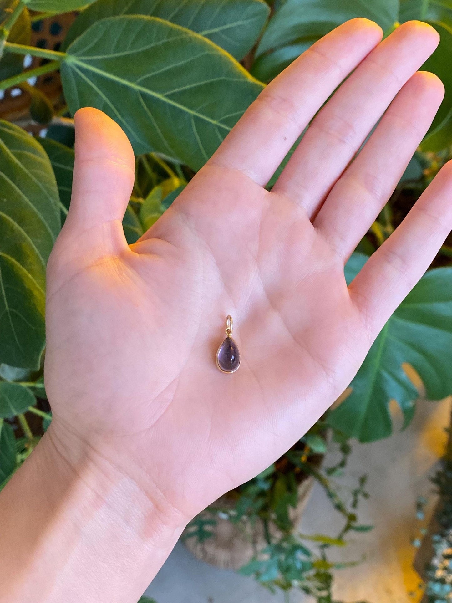Vintage Solid 14k Yellow Gold Amethyst Teardrop Stick Pin Conversion Charm