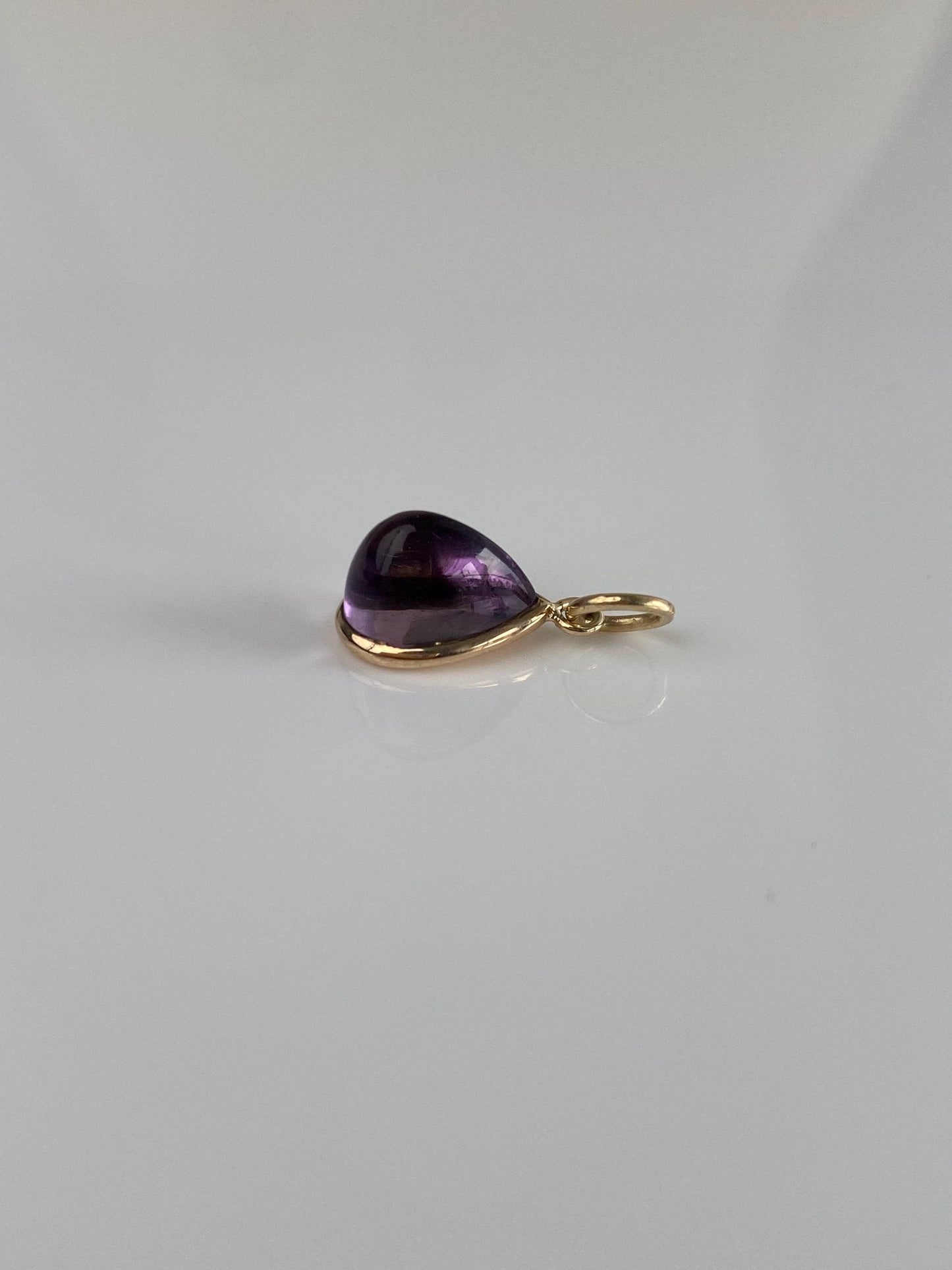Vintage Solid 14k Yellow Gold Amethyst Teardrop Stick Pin Conversion Charm