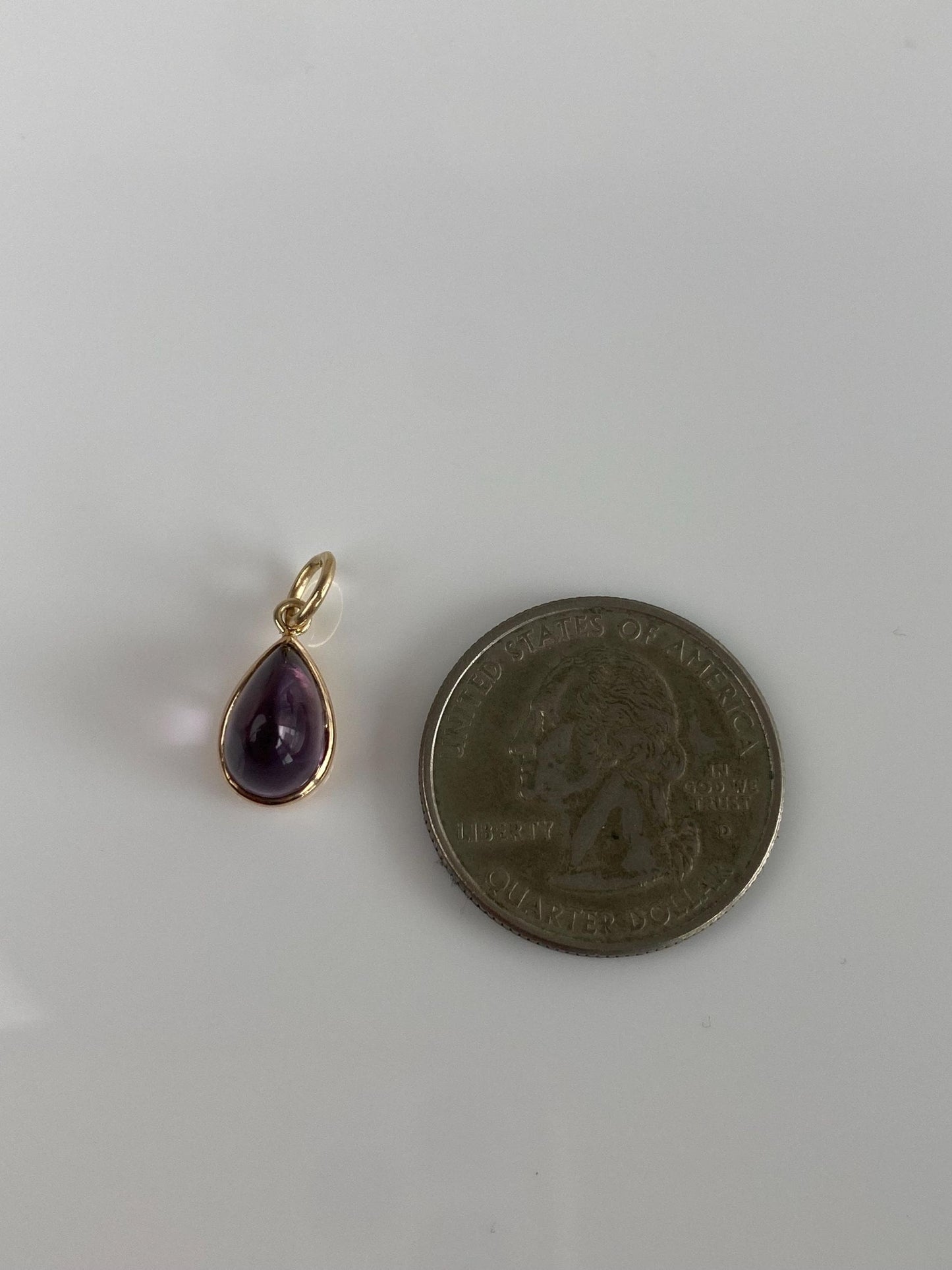 Vintage Solid 14k Yellow Gold Amethyst Teardrop Stick Pin Conversion Charm
