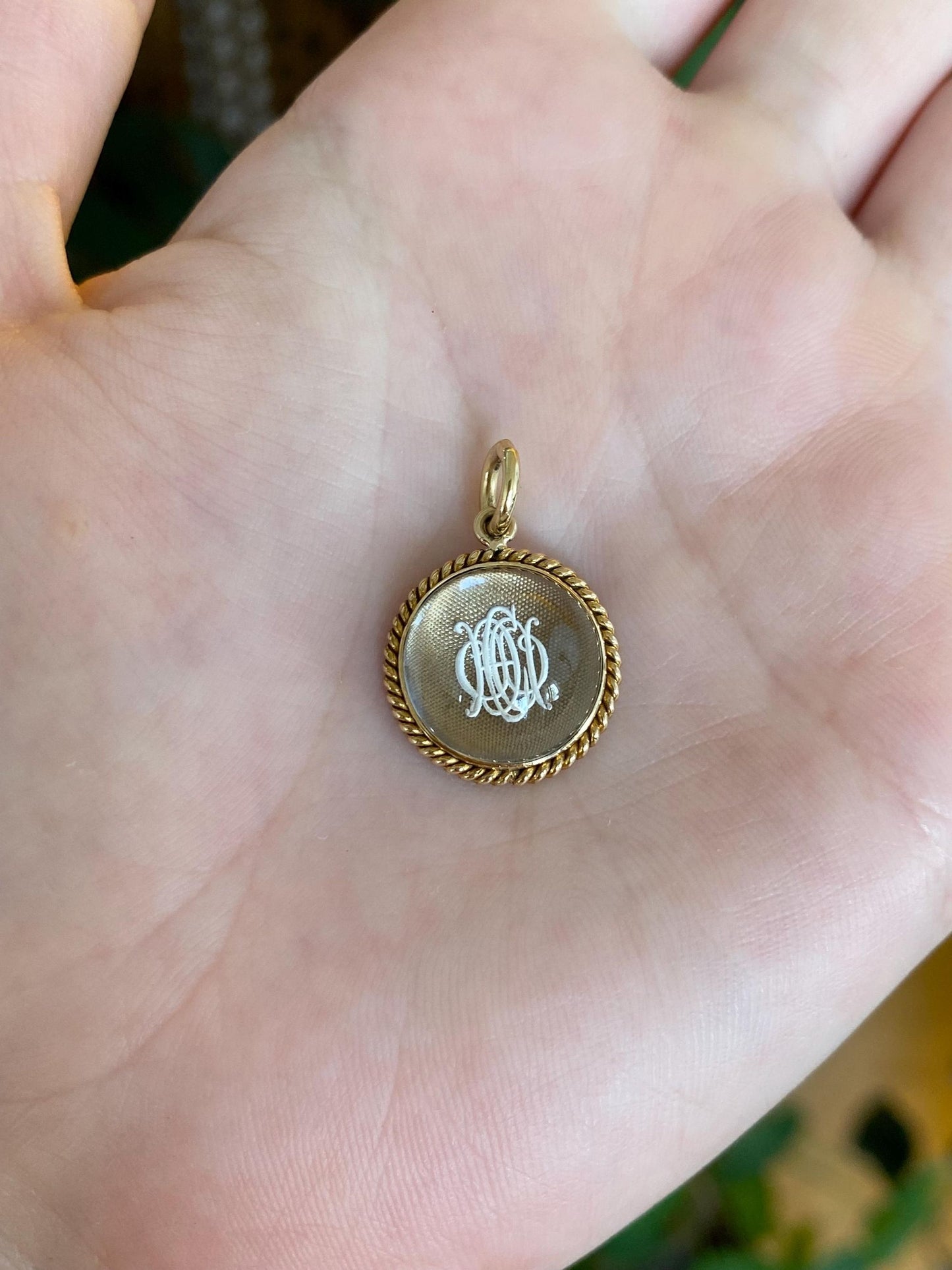 Vintage Solid 14k Yellow Gold Raised Quartz Monogram Stick Pin Conversion Charm