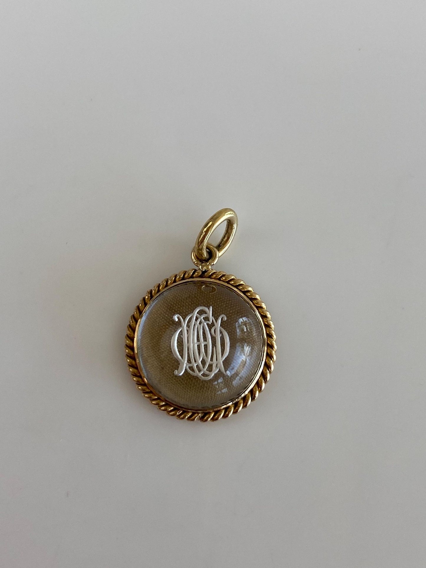 Vintage Solid 14k Yellow Gold Raised Quartz Monogram Stick Pin Conversion Charm