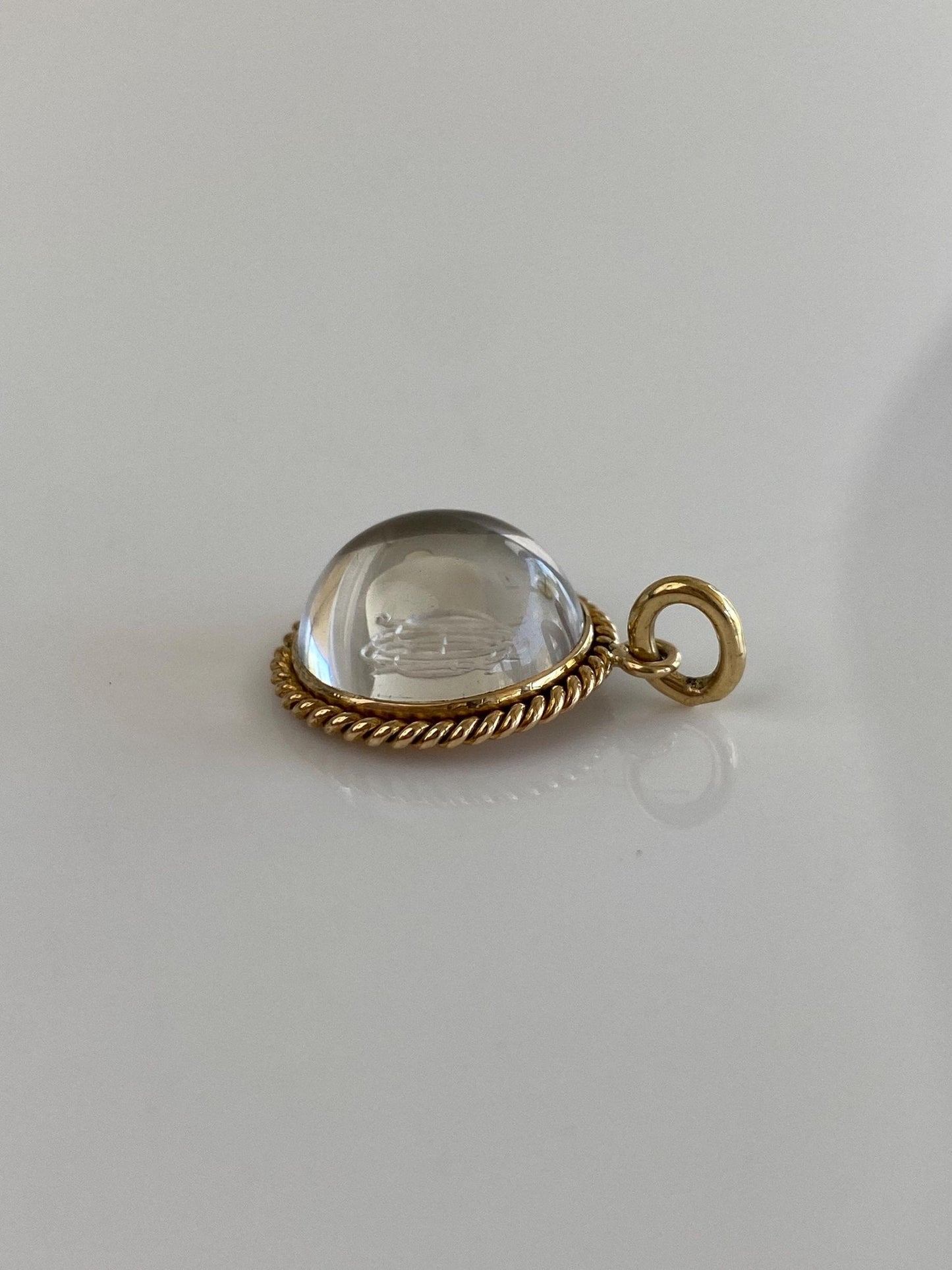 Vintage Solid 14k Yellow Gold Raised Quartz Monogram Stick Pin Conversion Charm