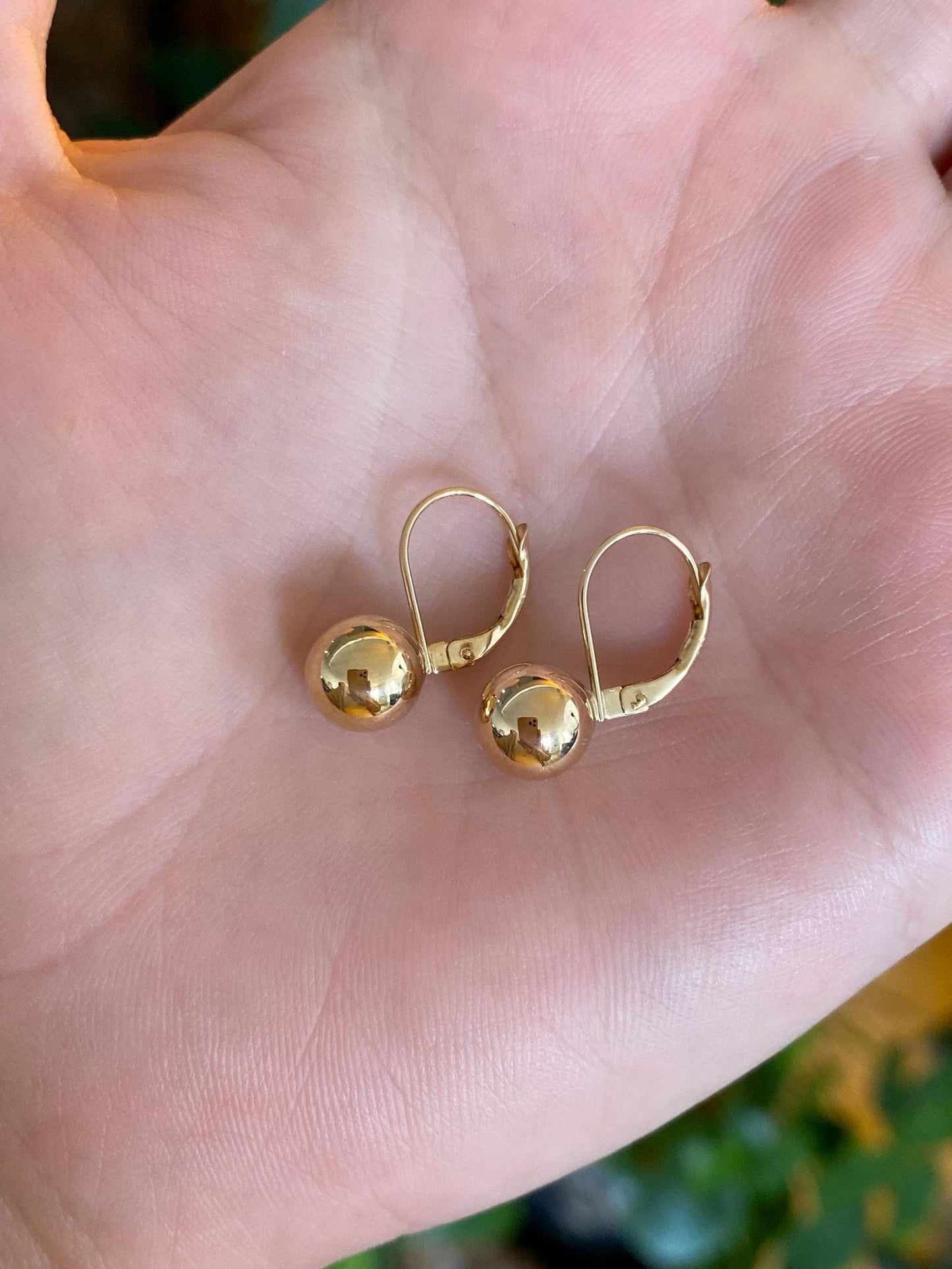 Vintage 14k Yellow Gold Ball Dangle Earrings