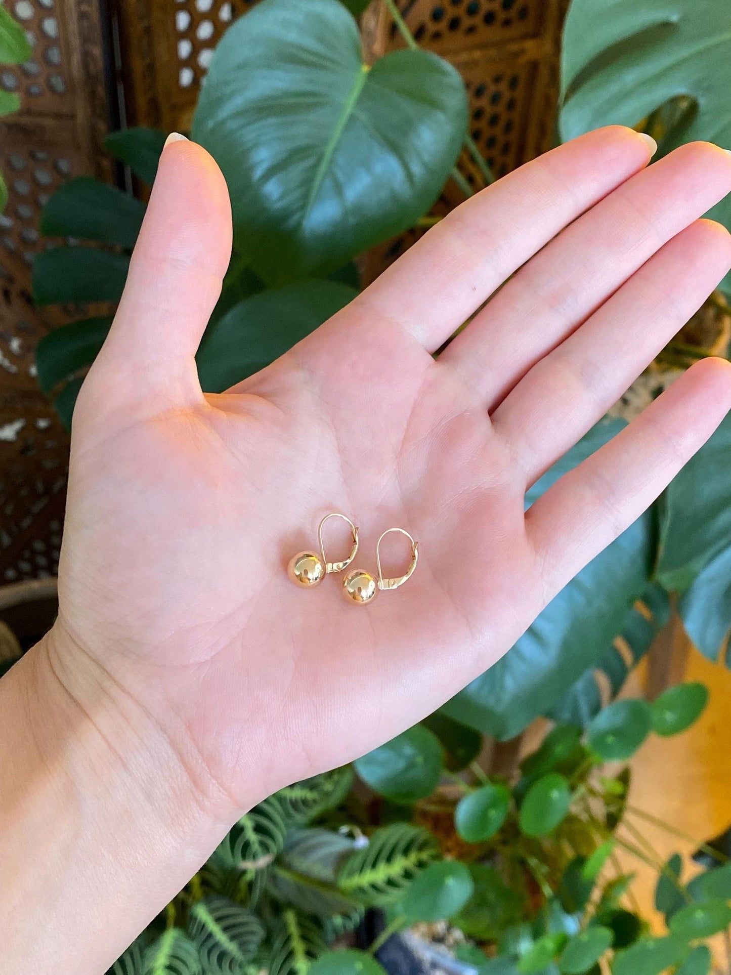 Vintage 14k Yellow Gold Ball Dangle Earrings