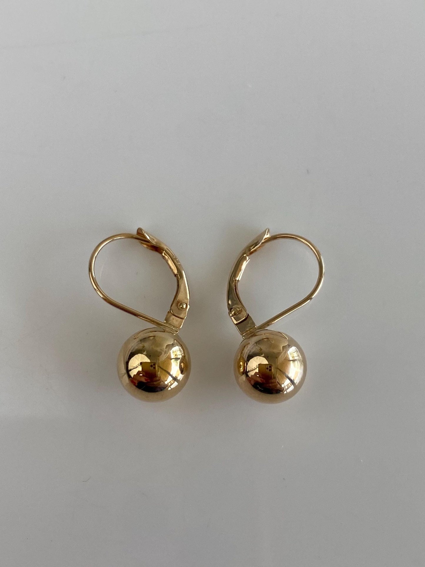Vintage 14k Yellow Gold Ball Dangle Earrings