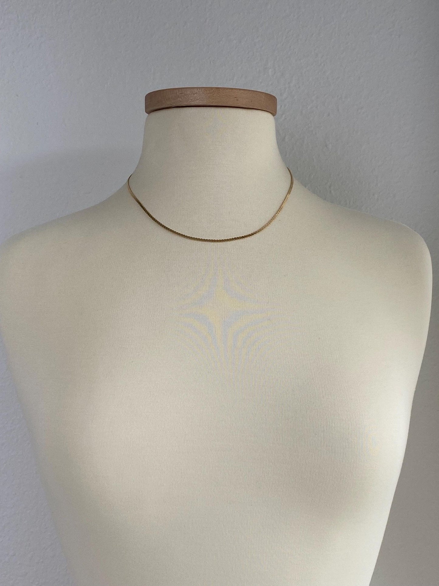 Vintage Solid 14k Yellow Gold Serpentine Chain Necklace - 18 inches