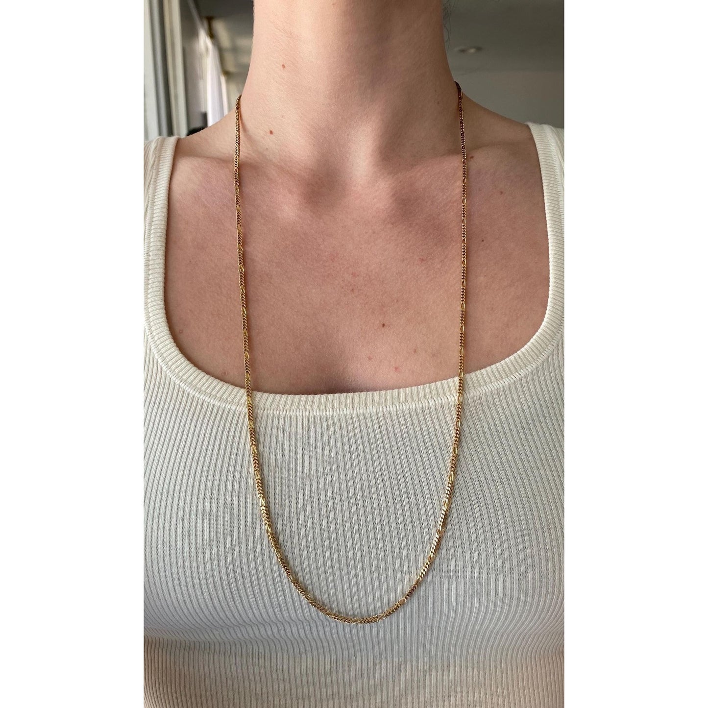 Vintage Solid 14k Yellow Gold Long Fancy Box Chain Necklace - 30 inches