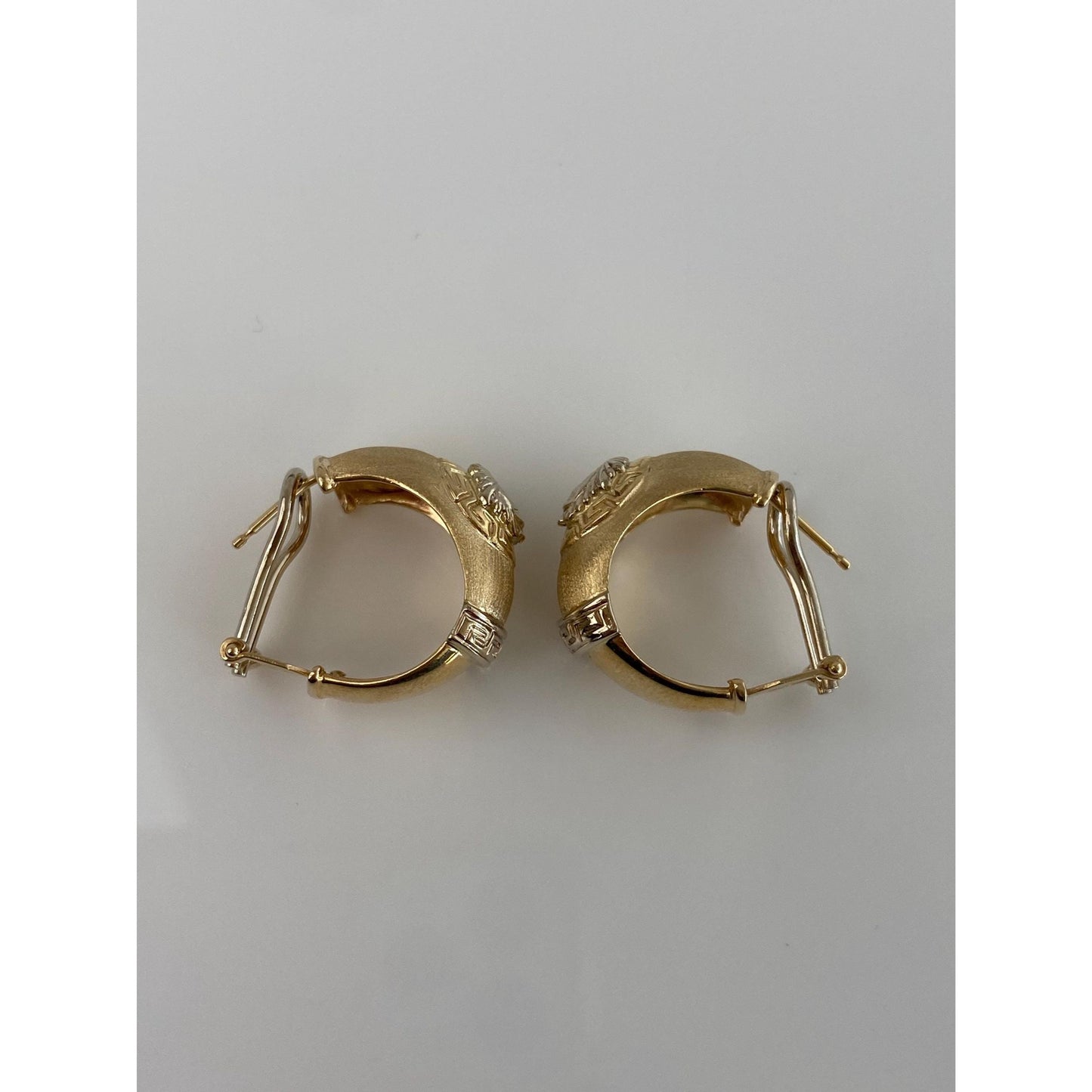 Vintage Solid 14k Yellow Gold Greek Style Hoop Earrings