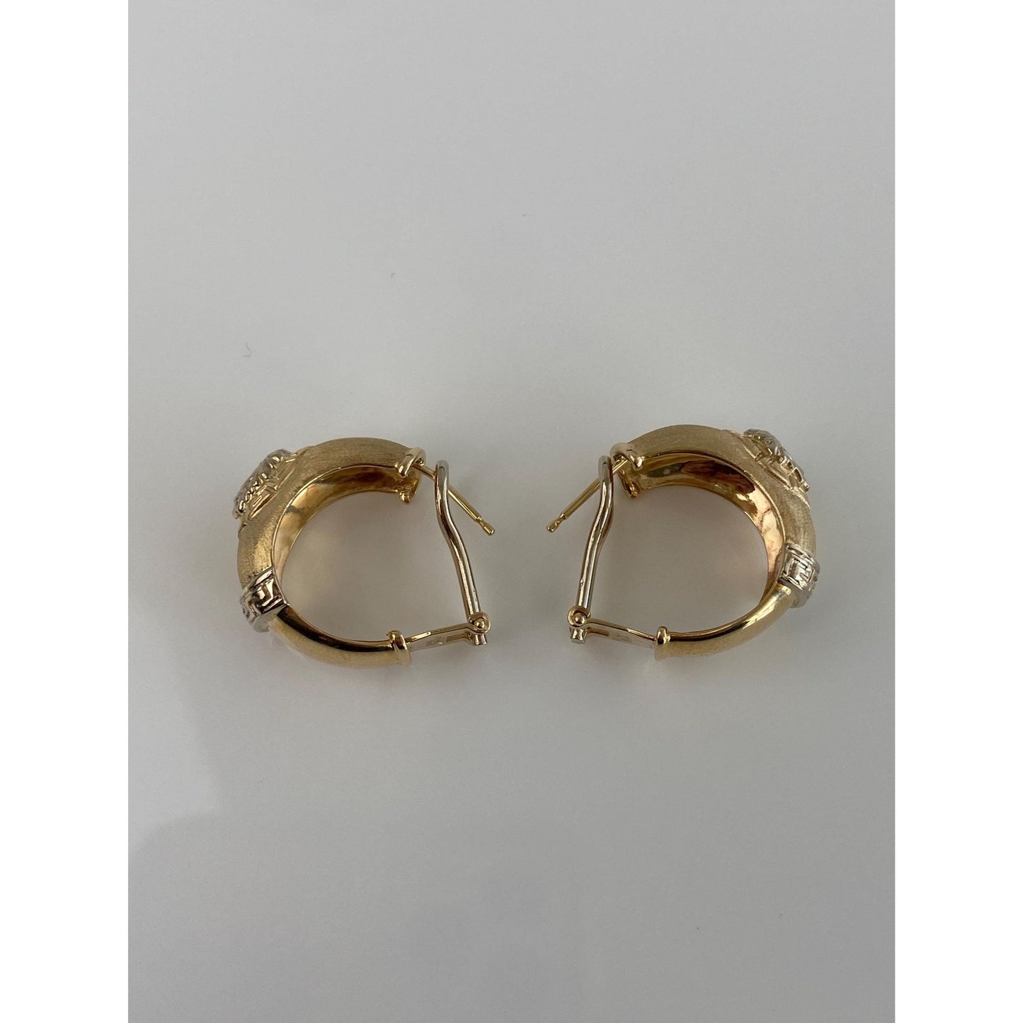 Vintage Solid 14k Yellow Gold Greek Style Hoop Earrings