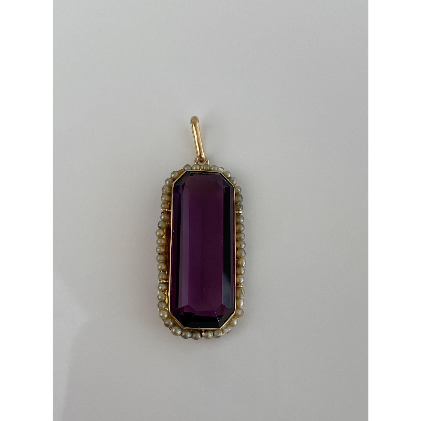 Vintage Solid 18k Yellow Gold Purple Cubic Zirconia Seed Pearl Halo Charm