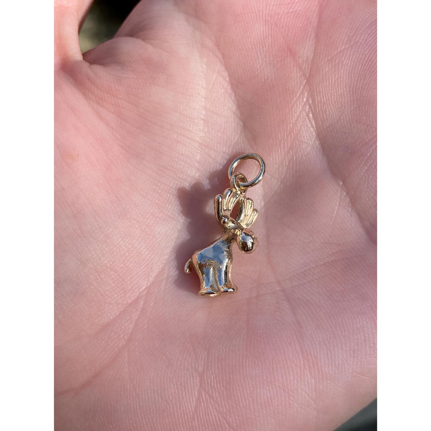 Vintage Solid 14k Yellow Gold Moose Charm