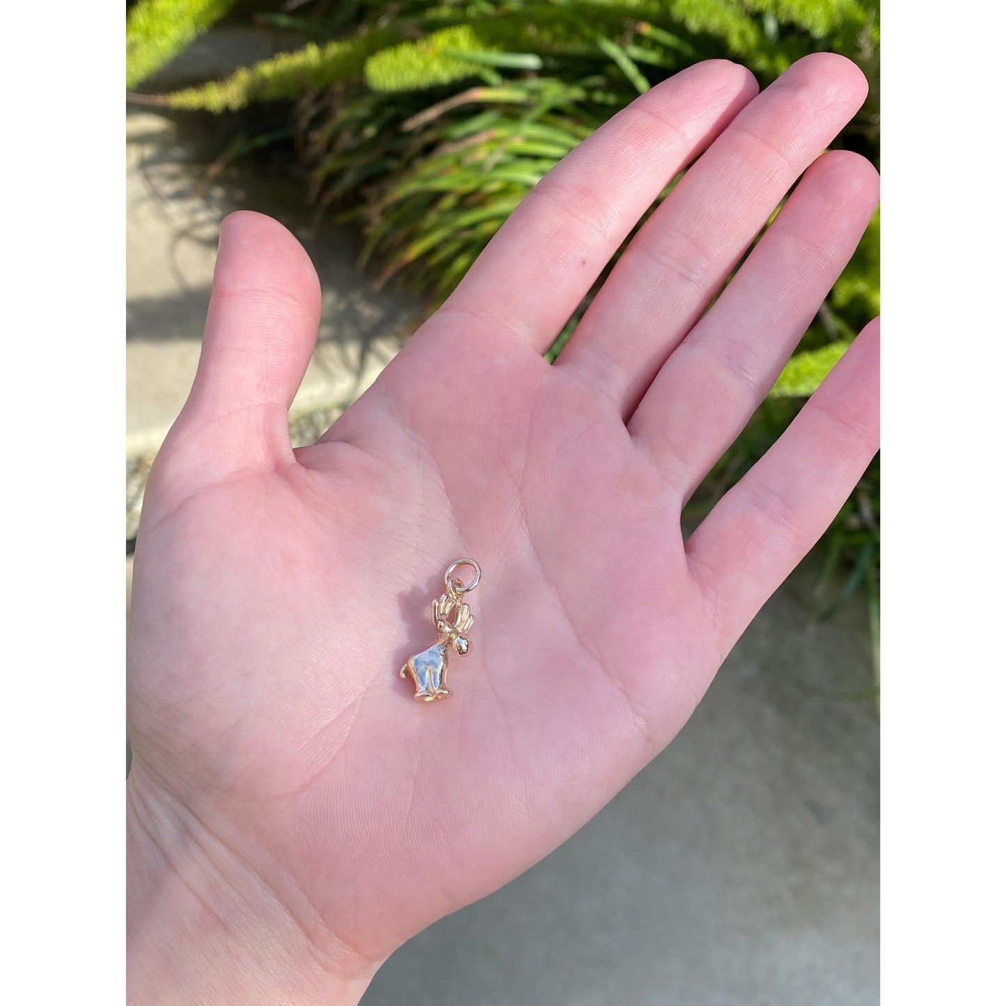 Vintage Solid 14k Yellow Gold Moose Charm