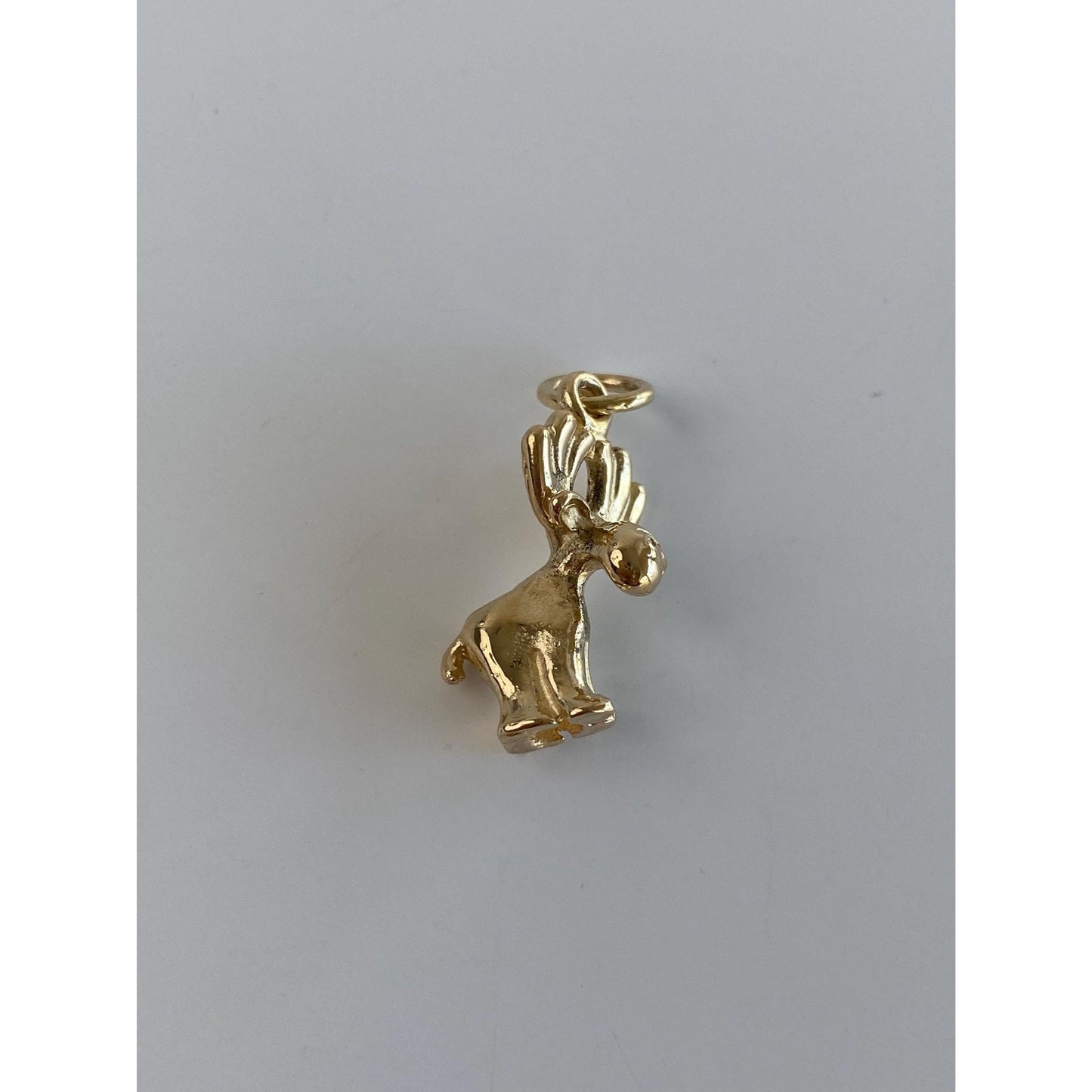 Vintage Solid 14k Yellow Gold Moose Charm