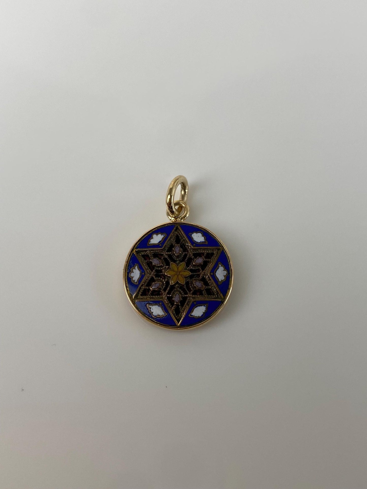 Vintage Solid 14k Yellow Gold Enamel Open Work Charm