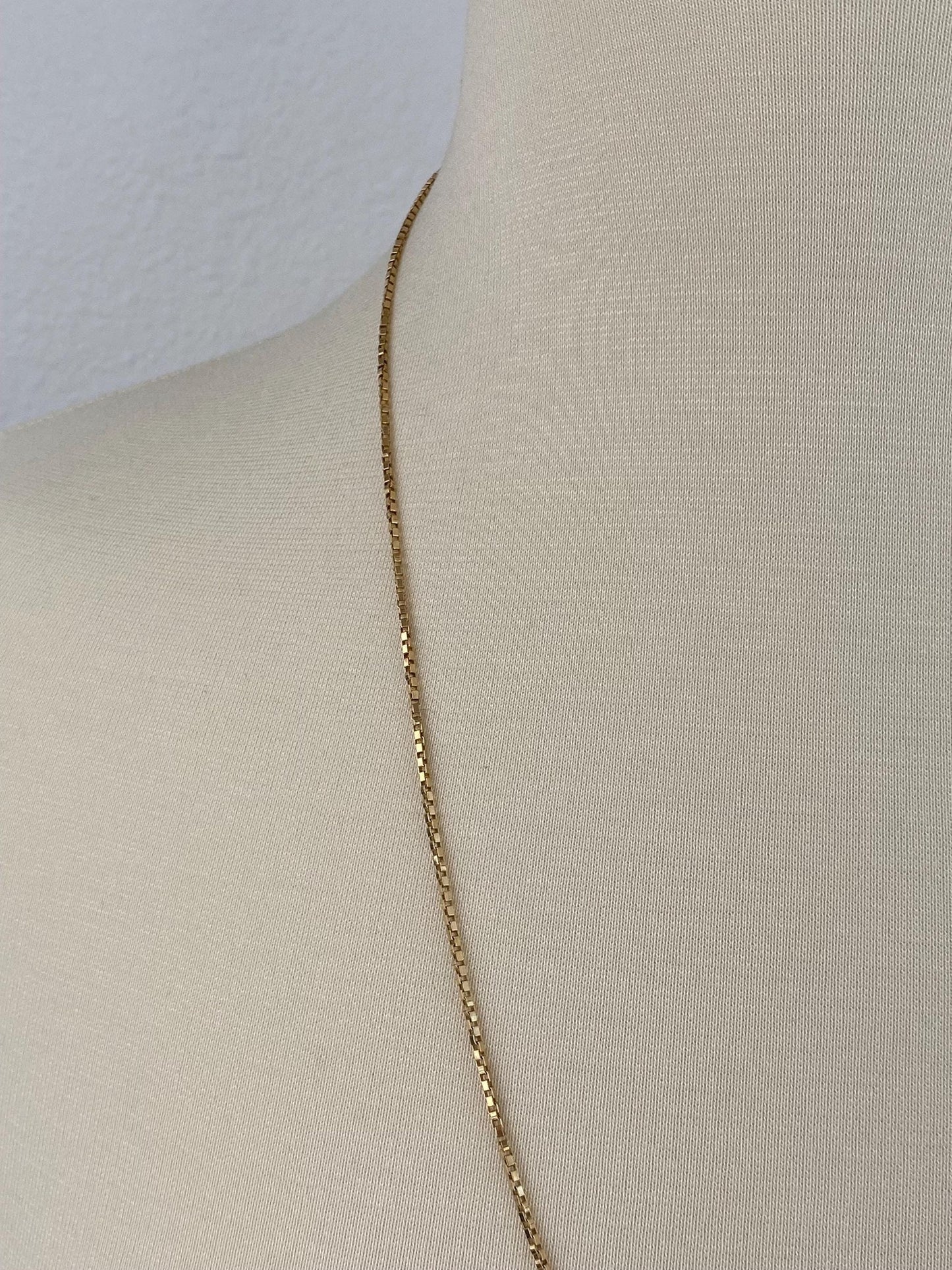 Vintage Solid 18k Yellow Gold Chunky Long Box Chain Necklace - 25.75 inches