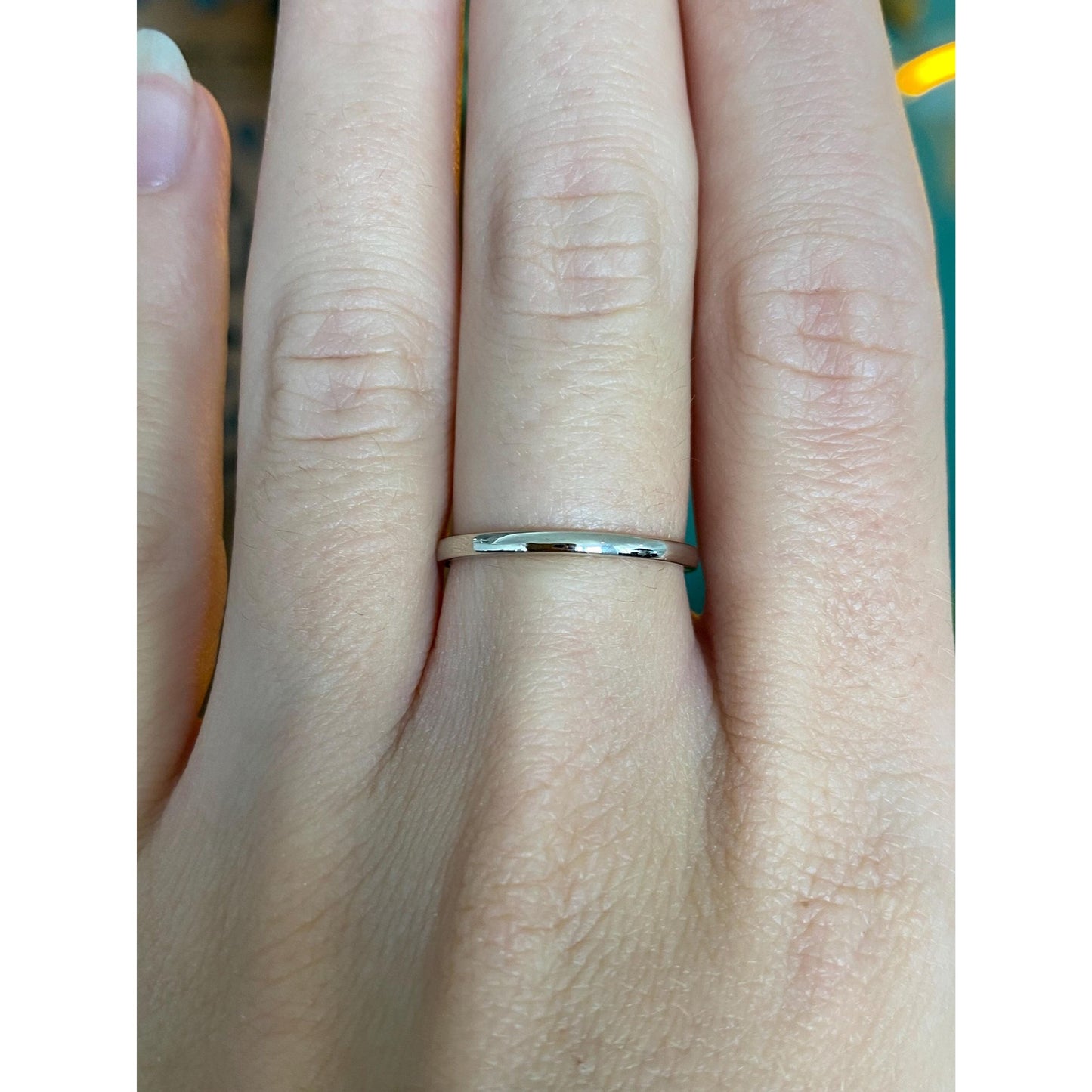 Vintage Solid 14k White Gold Slim Ring Band - Size 6.75