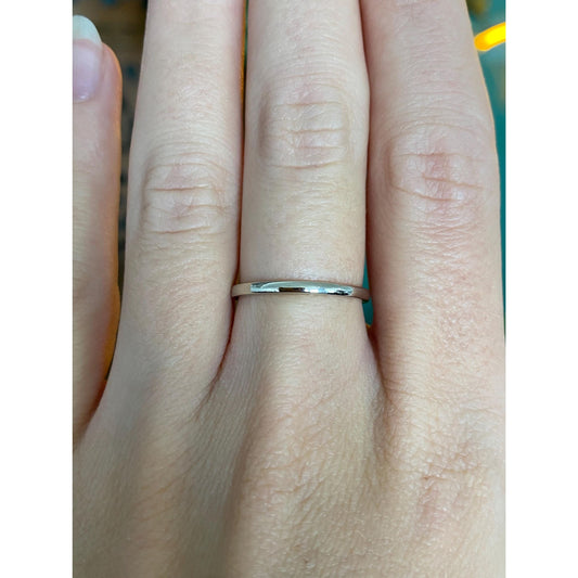 Vintage Solid 14k White Gold Slim Ring Band - Size 6.75