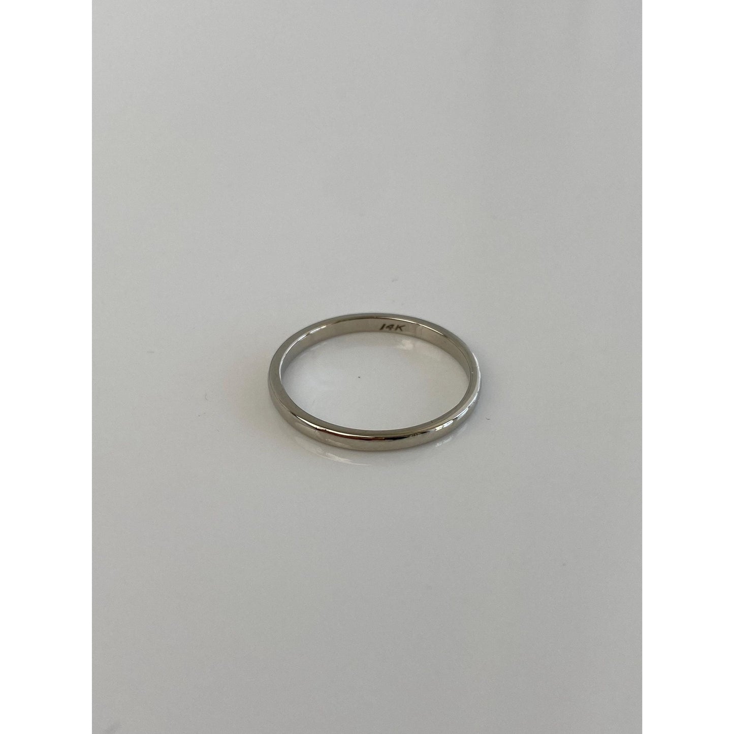 Vintage Solid 14k White Gold Slim Ring Band - Size 6.75