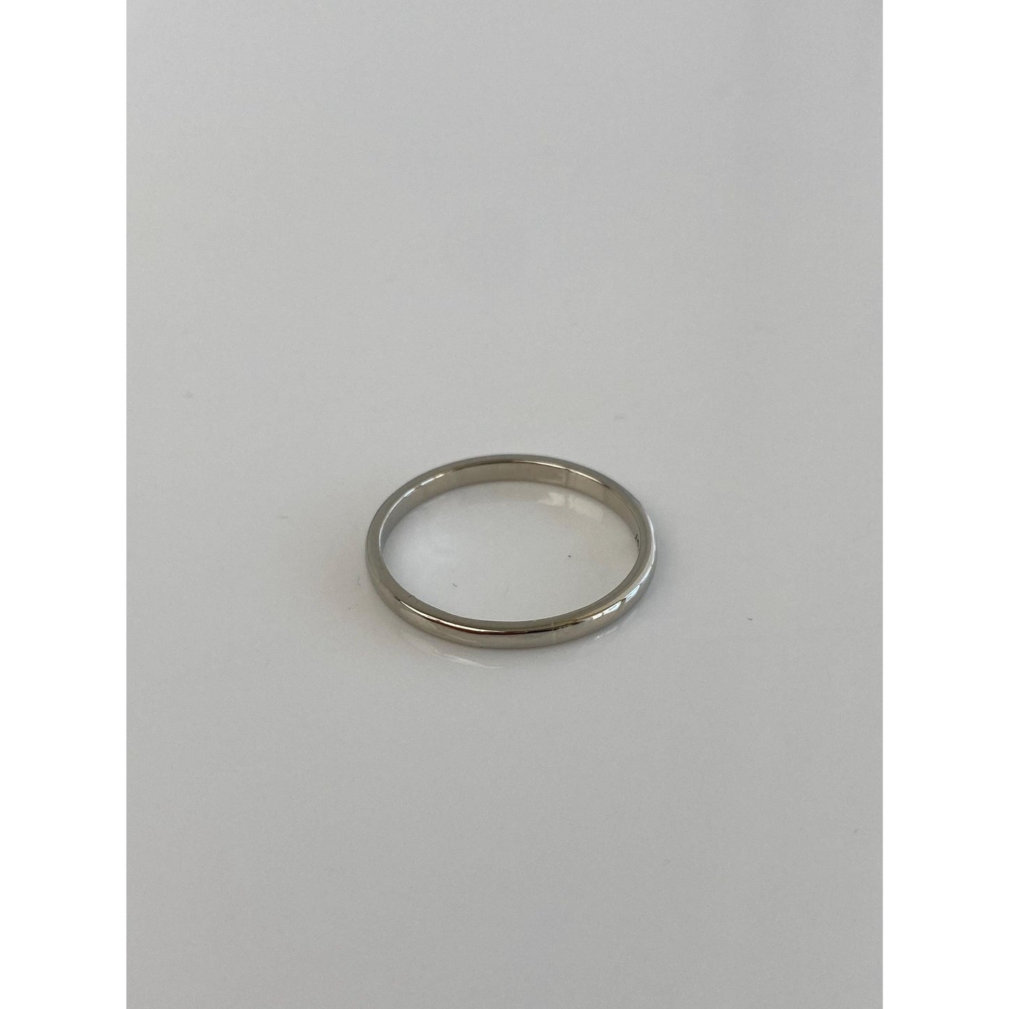 Vintage Solid 14k White Gold Slim Ring Band - Size 6.75