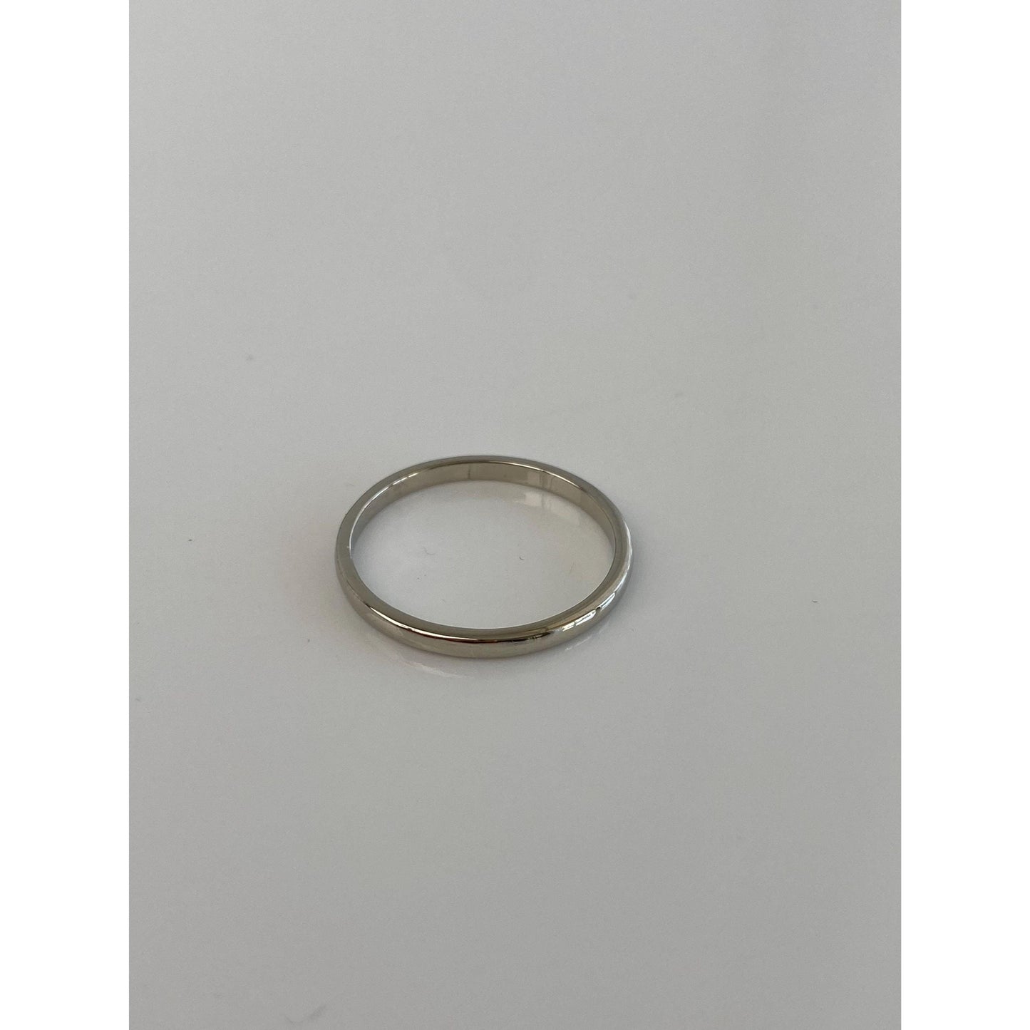 Vintage Solid 14k White Gold Slim Ring Band - Size 6.75
