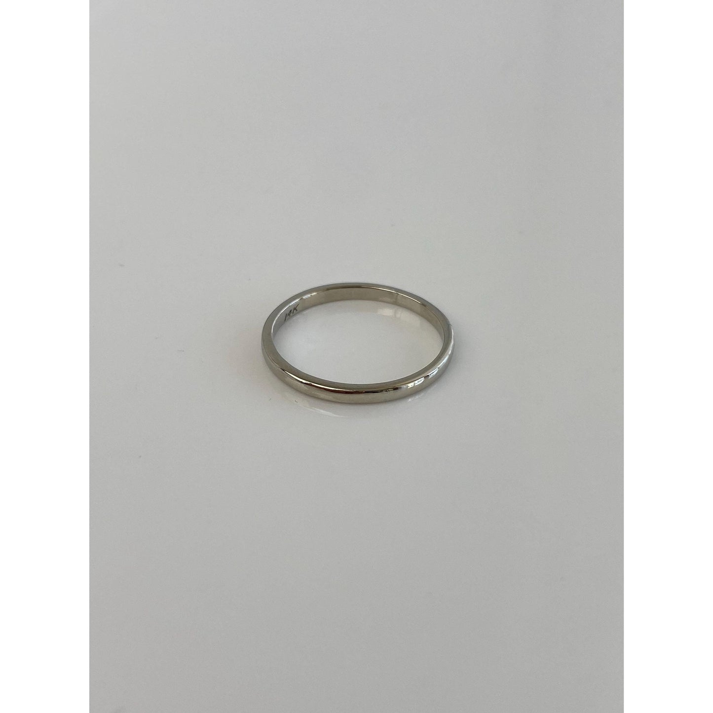 Vintage Solid 14k White Gold Slim Ring Band - Size 6.75